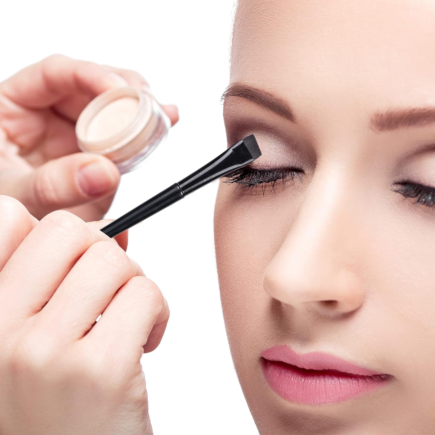 16 Piece Eyeliner and Eyebrow Brush Set Flat Tapered Brushes Makeup - Image 4