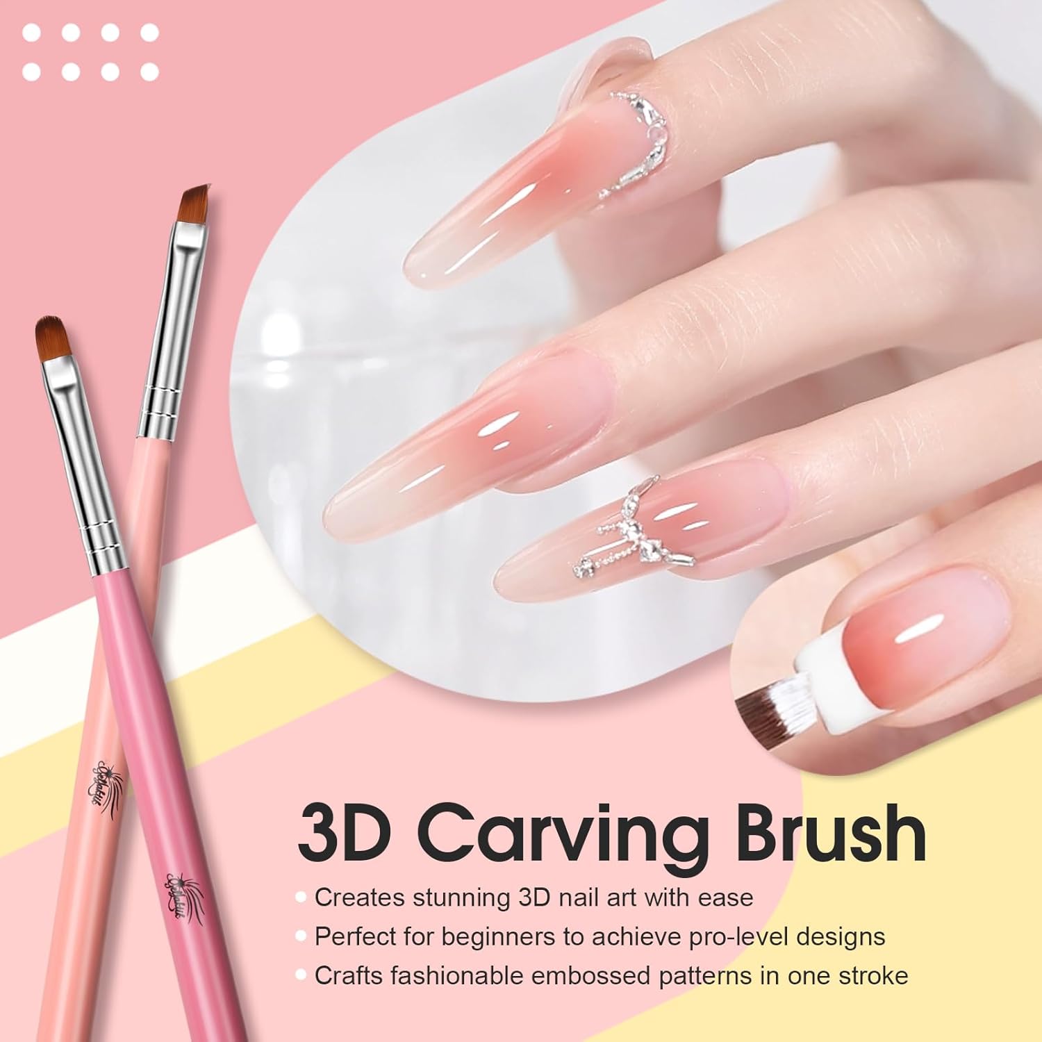 6PCS Rainbow Nail Art Brush Set for Professional Nail Design, DIY Manicure Kit - Image 7