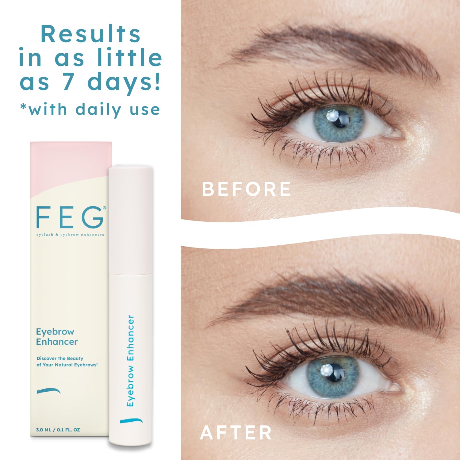 FEG Eyebrow Enhancer Growth Serum for Thicker Brows, 3ml Natural Brow Serum - Image 6