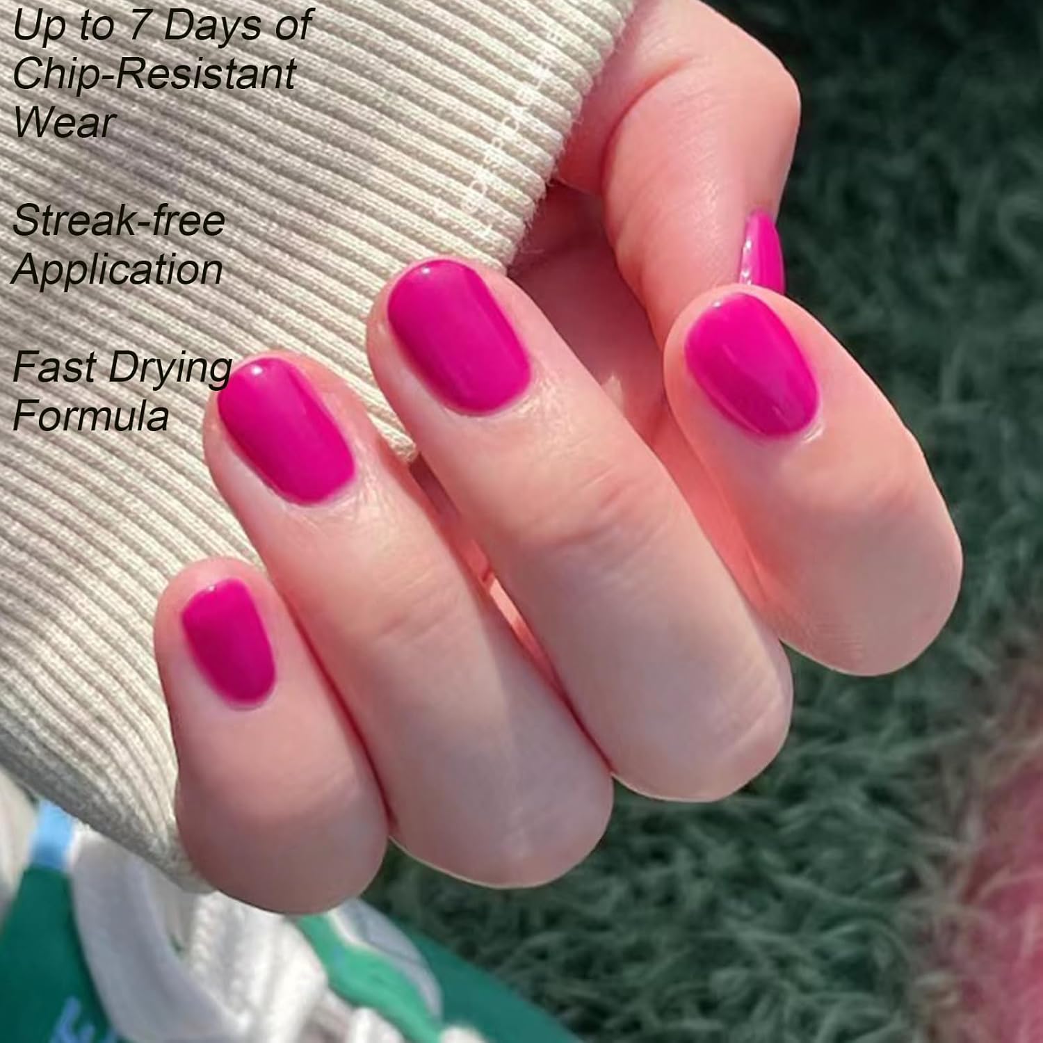 COSMOO Quick Dry Hot Pink Vegan Nail Polish 0.34 fl oz Chip-Resistant - Image 5
