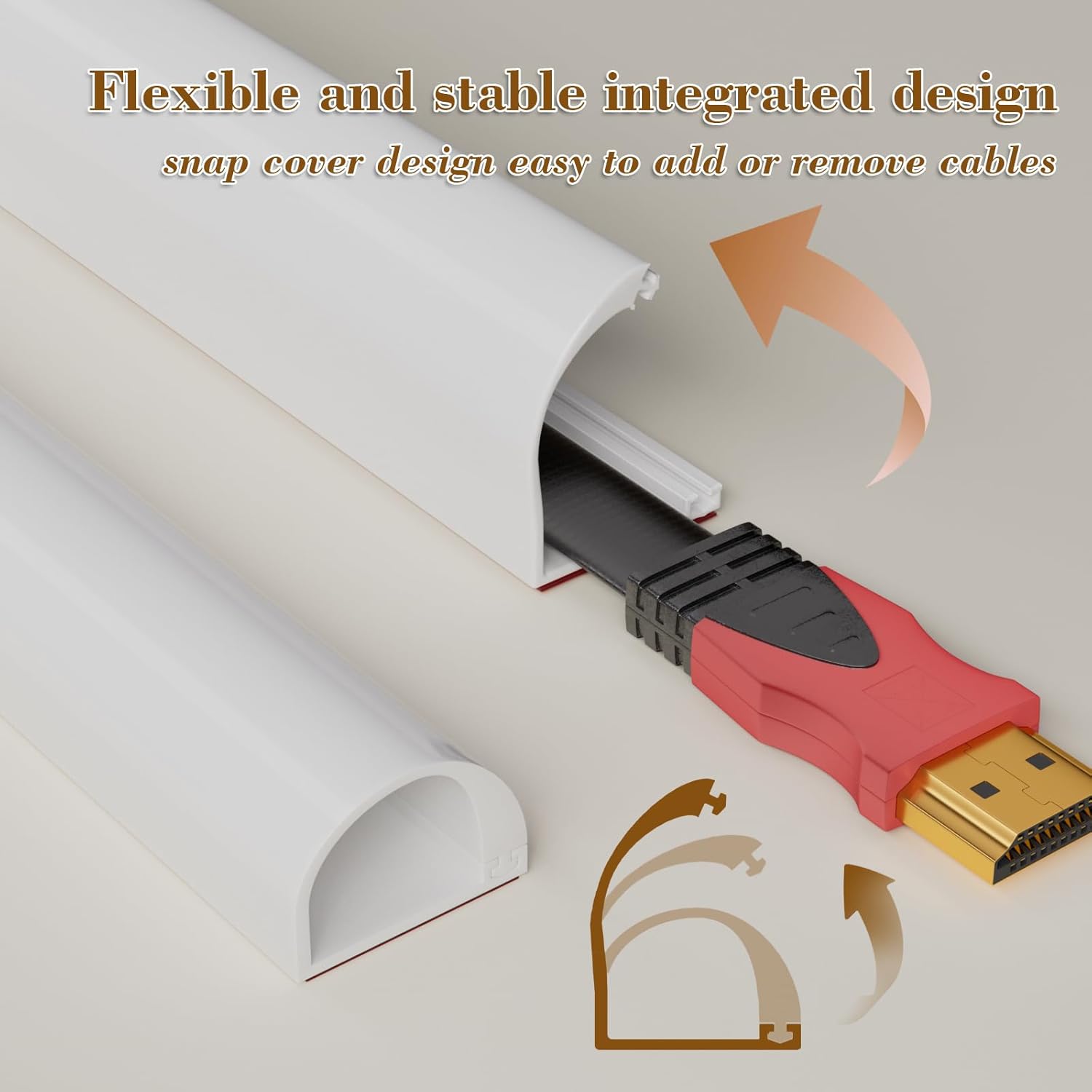 78 Inch Adhesive Cord Hider Cable Concealer for Wall Mounted TV Home Office W0.54 H0.39 - Image 2