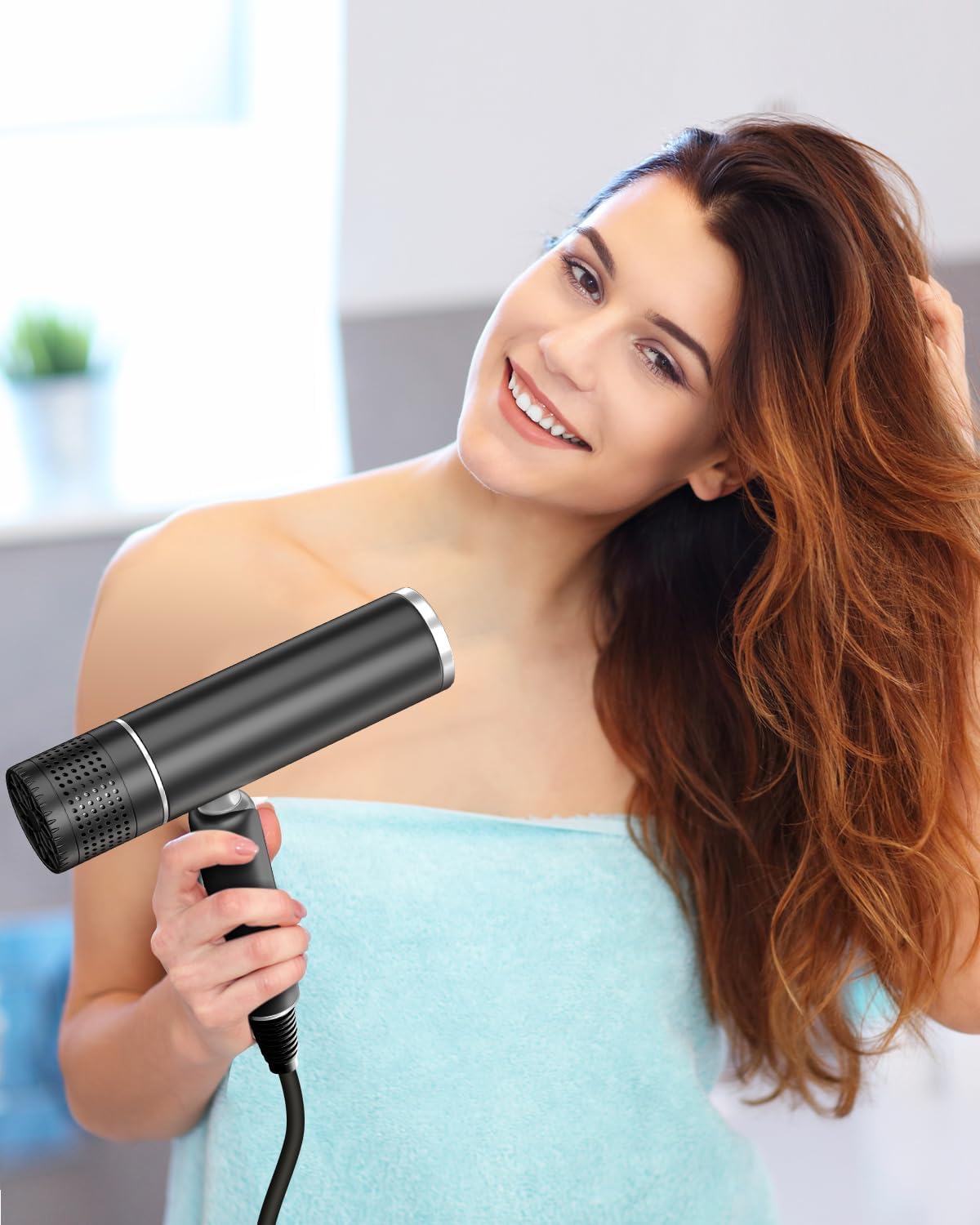 7MAGIC Lightweight Foldable Ionic Hair Dryer with Storage Bag - Black Travel Blow Dryer - Image 5