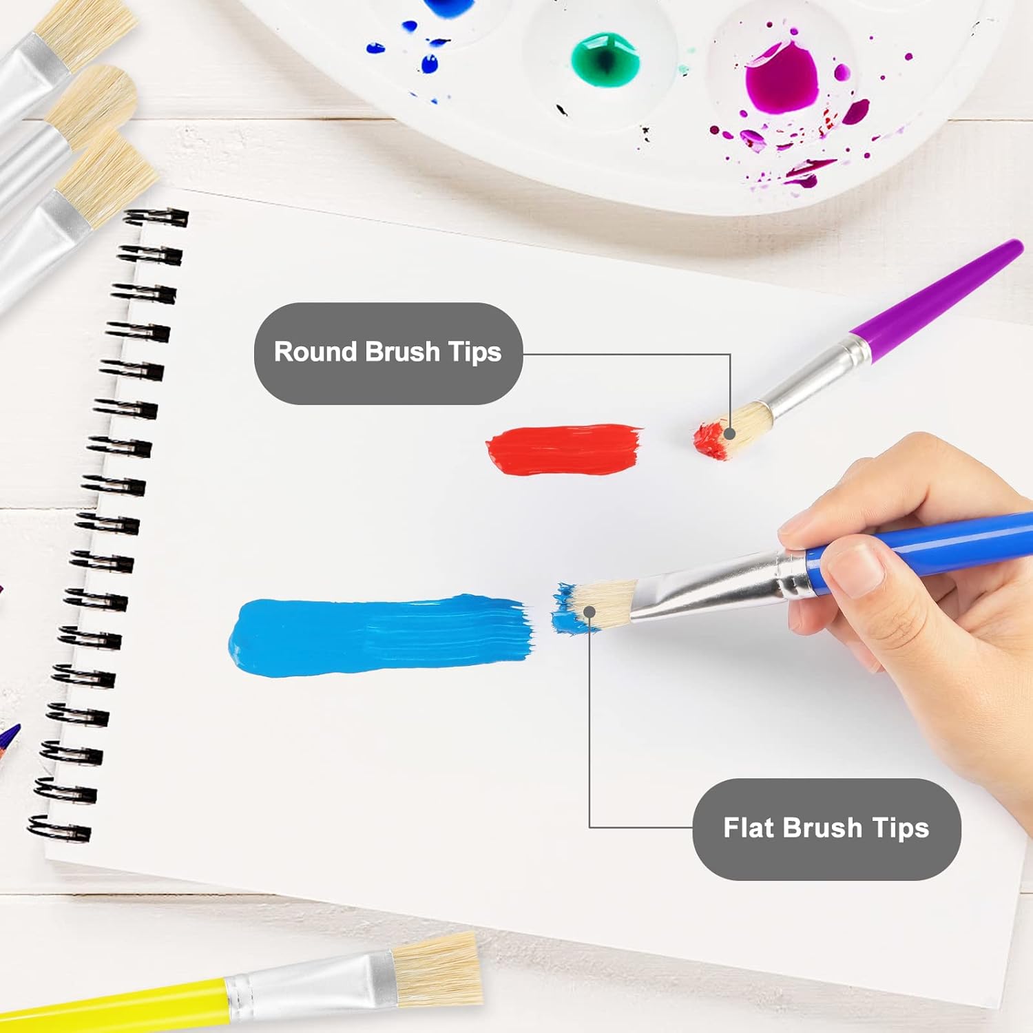8 Piece Toddler Washable Chubby Paint Brush Set for Kids Crafts - Image 5