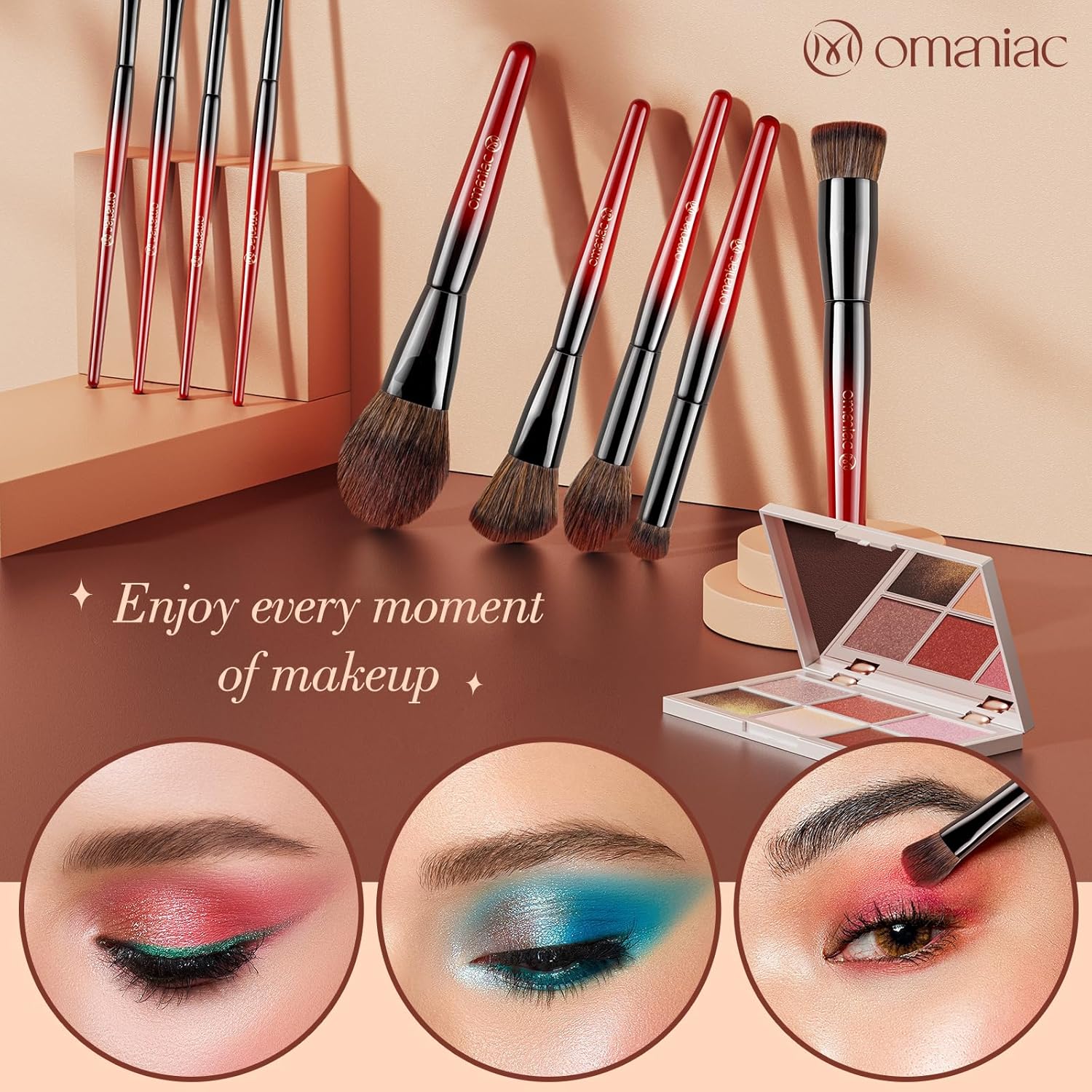 OMANIAC 17-Piece Professional Makeup Brush Set with Wooden Handles for Beginners - Image 5