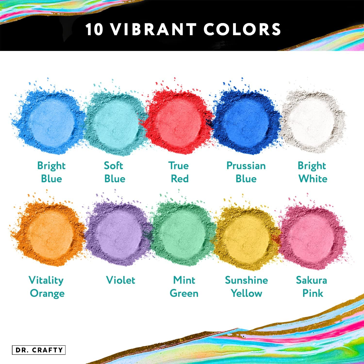 DR CRAFTY 10 Shades Mica Powder Set for Epoxy Resin and Candle Making Crafts - Image 3