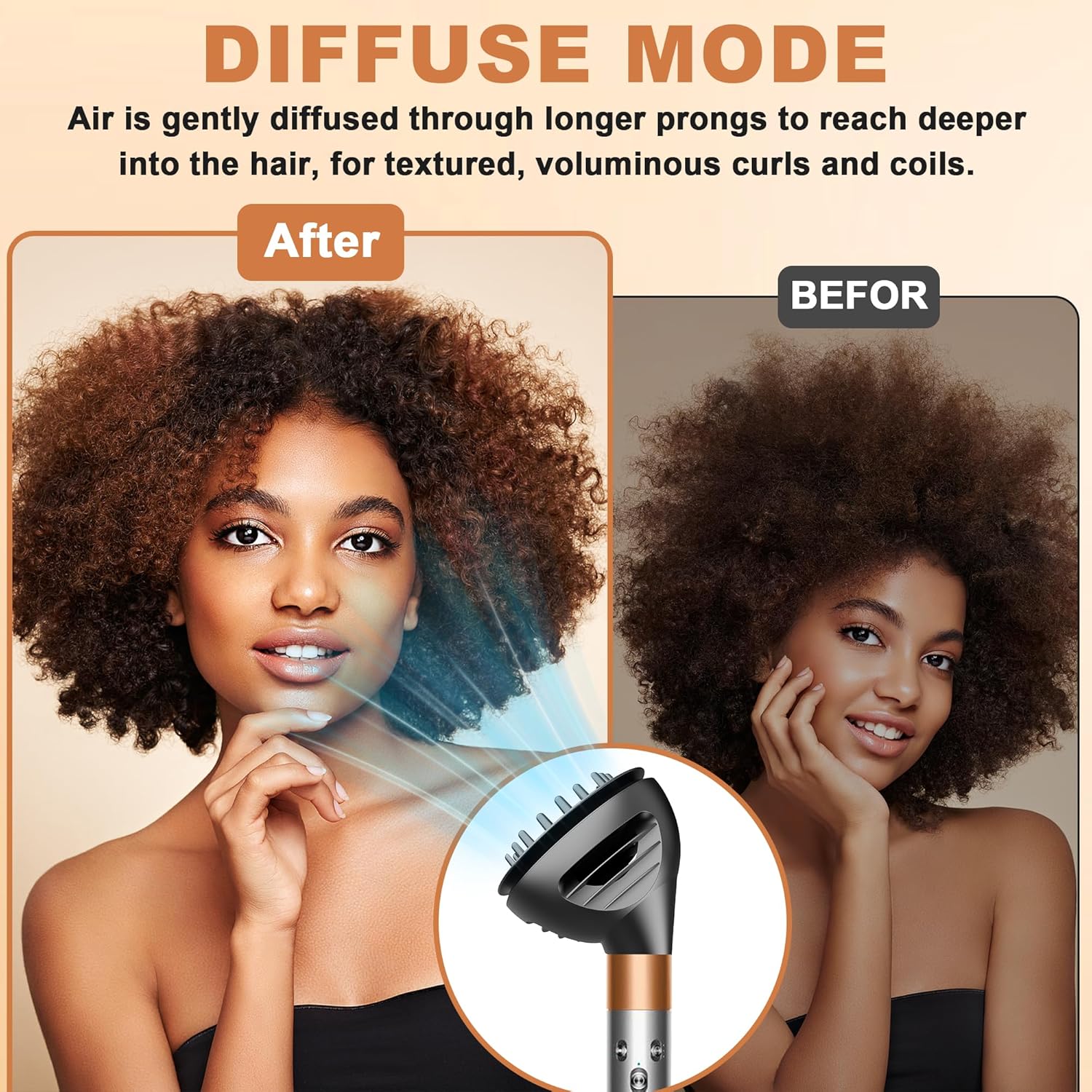 Dyson Airwrap Wave Curl Diffuser Attachment Upgraded Curling Hair Nozzle Compatible HS01/05 - Image 5