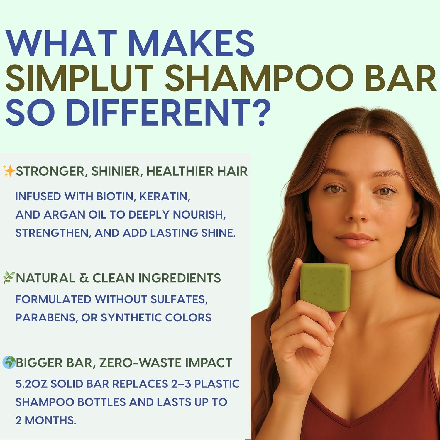 Rosemary Tea Tree Shampoo Bar with Keratin Biotin Argan Oil 5.2oz Sulfate Free Condition - Image 3