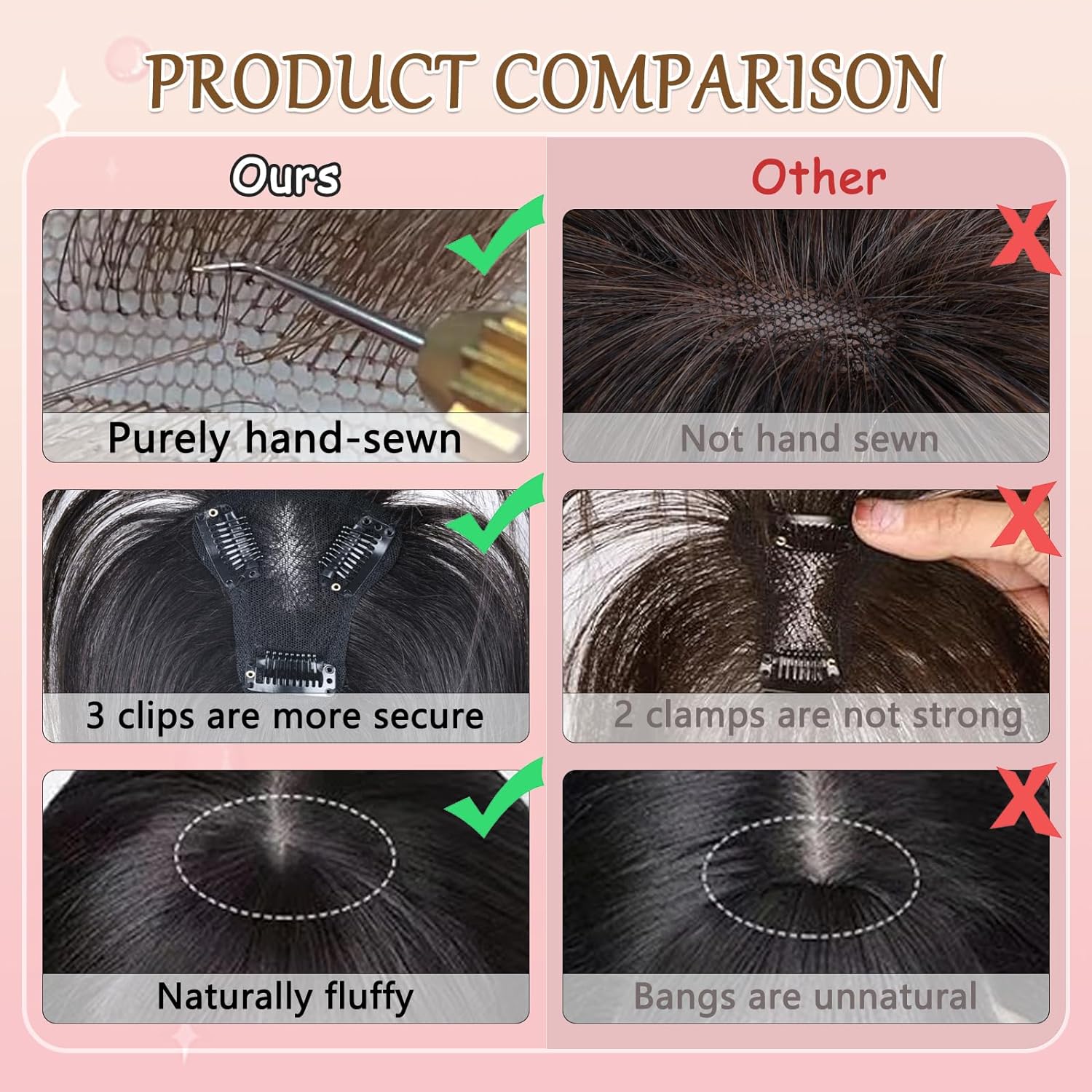 Dark Brown 100% Real Human Hair Clip-in Topper Extensions 360° 3D Coverage - Image 2