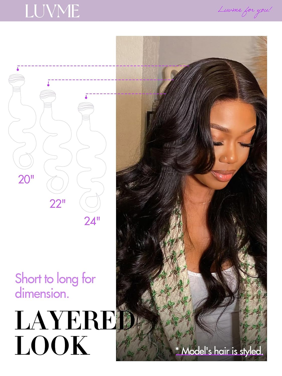 LUVME Virgin Human Hair Body Wave Bundles 3 Pack 16 18 20 Inch - Image 4