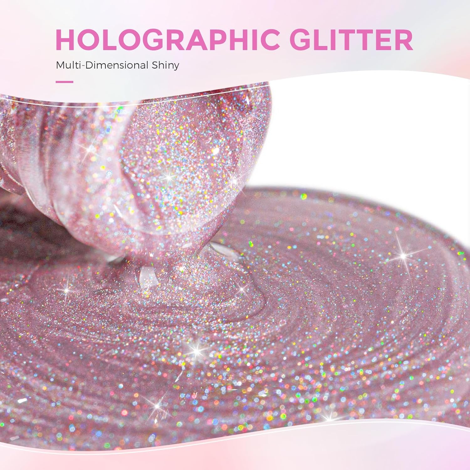 Light Purple Holographic Nail Polish 15ML Iridescent High Glossy Shimmer Air Fast Dry - Image 3