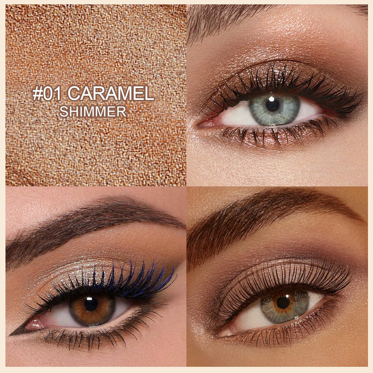 Erinde Waterproof Cream Eyeshadow Stick 01 Caramel, 8ml, Long-Lasting & Blendable Vegan Formula - Image 2