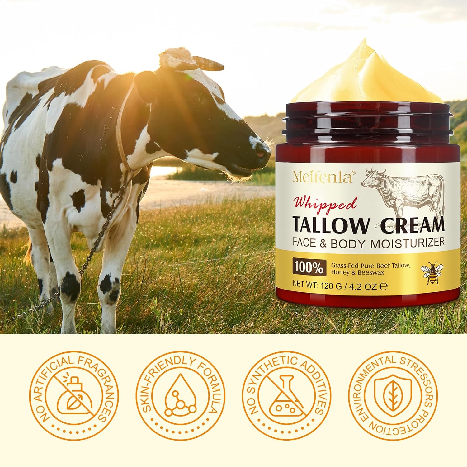 Pure Organic Beef Tallow Moisturizer Balm for Face and Skin, 4.2 Oz - Image 10