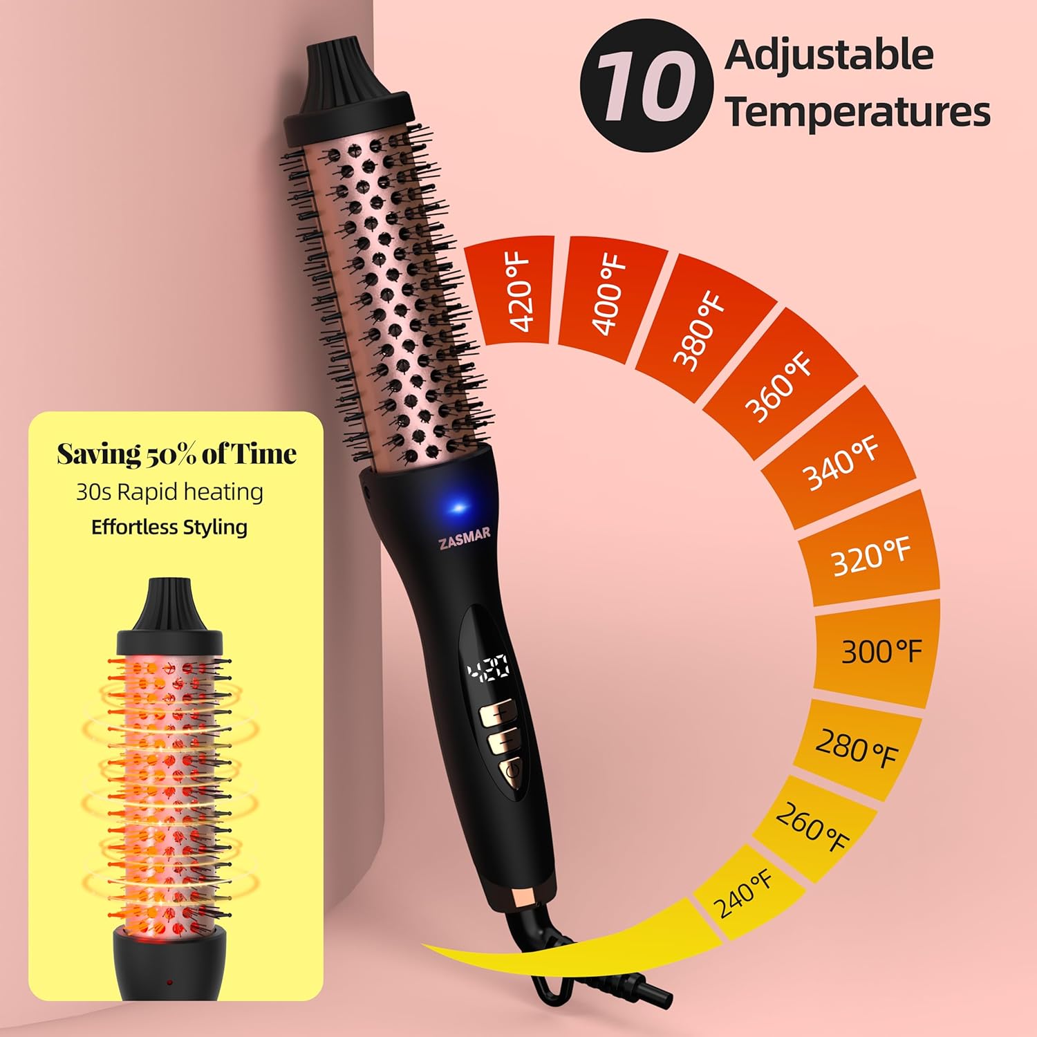 1.5-Inch Ceramic Thermal Brush with 10 Heat Settings for Quick Blowouts and Curls - Image 4