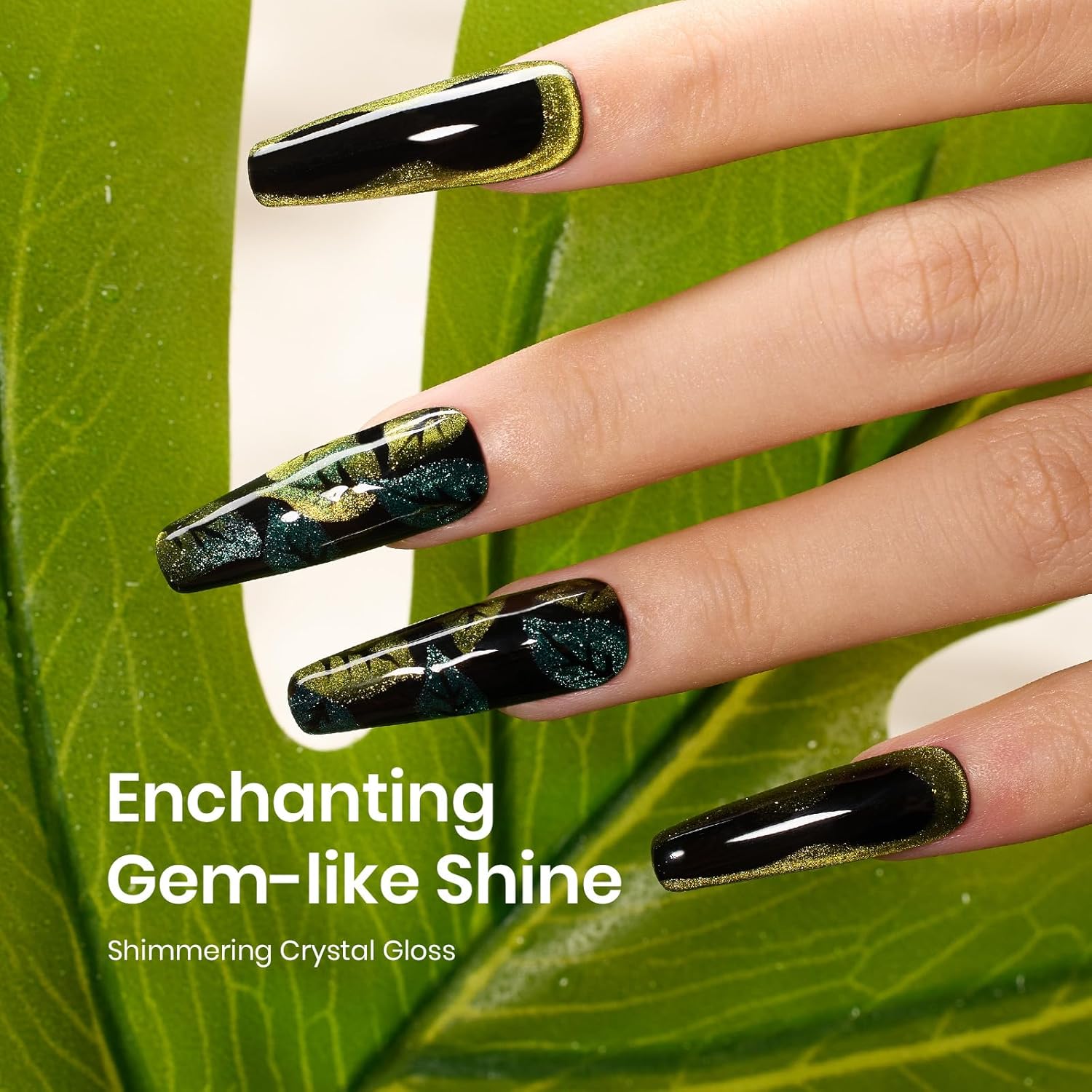 Beetles Olive Green Cat Eye Gel Nail Polish 15ML Holographic Glitter Magnetic Soak Off - Image 4