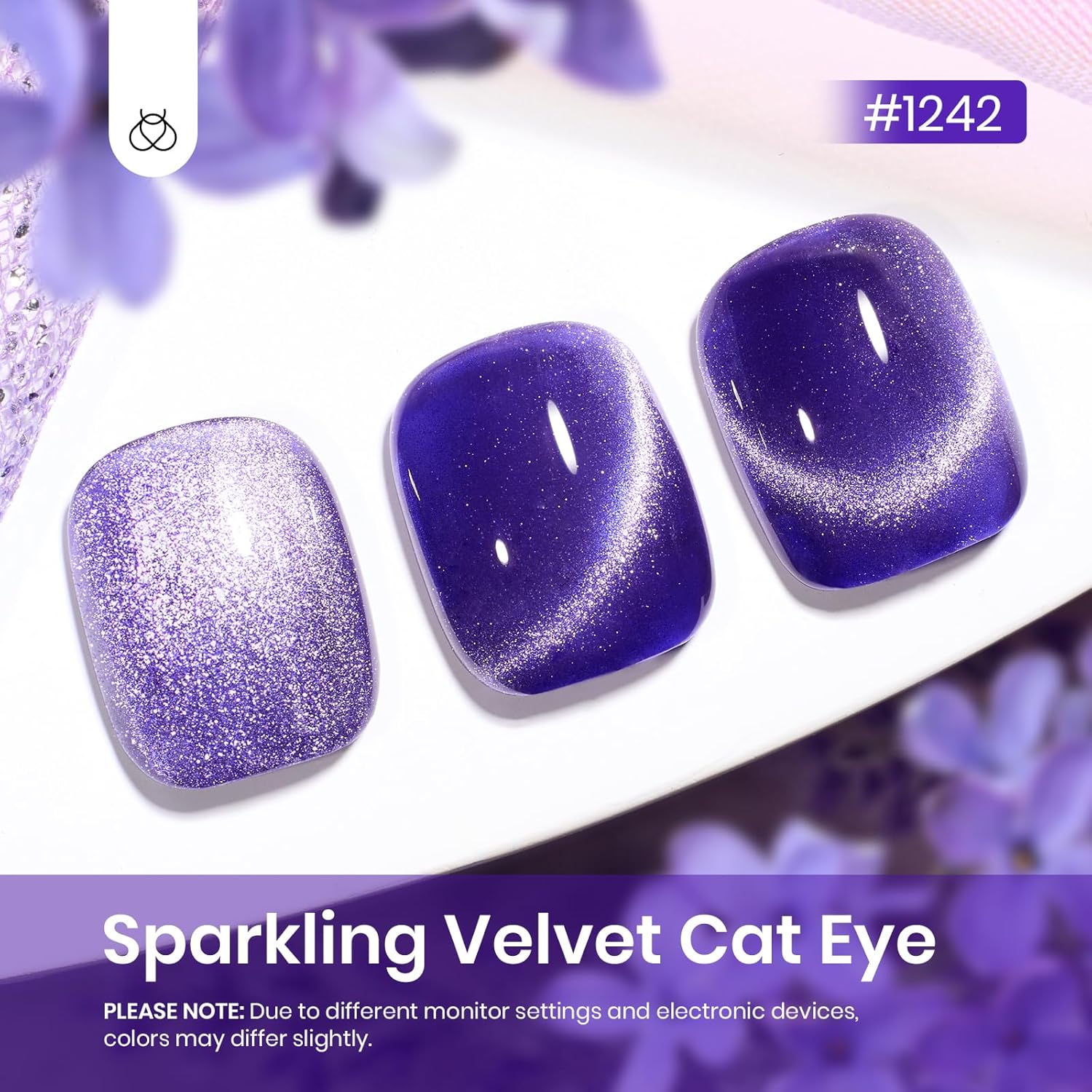 Beetles 15ML Purple Cat Eye Gel Nail Polish Holographic Glitter with Magnet Tool - Image 2