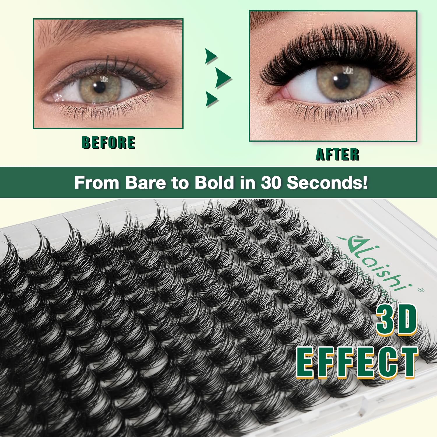 DIY 3D Cluster Eyelash Extension Kit 144 Fluffy D Curl Lashes and Application Tools - Image 3