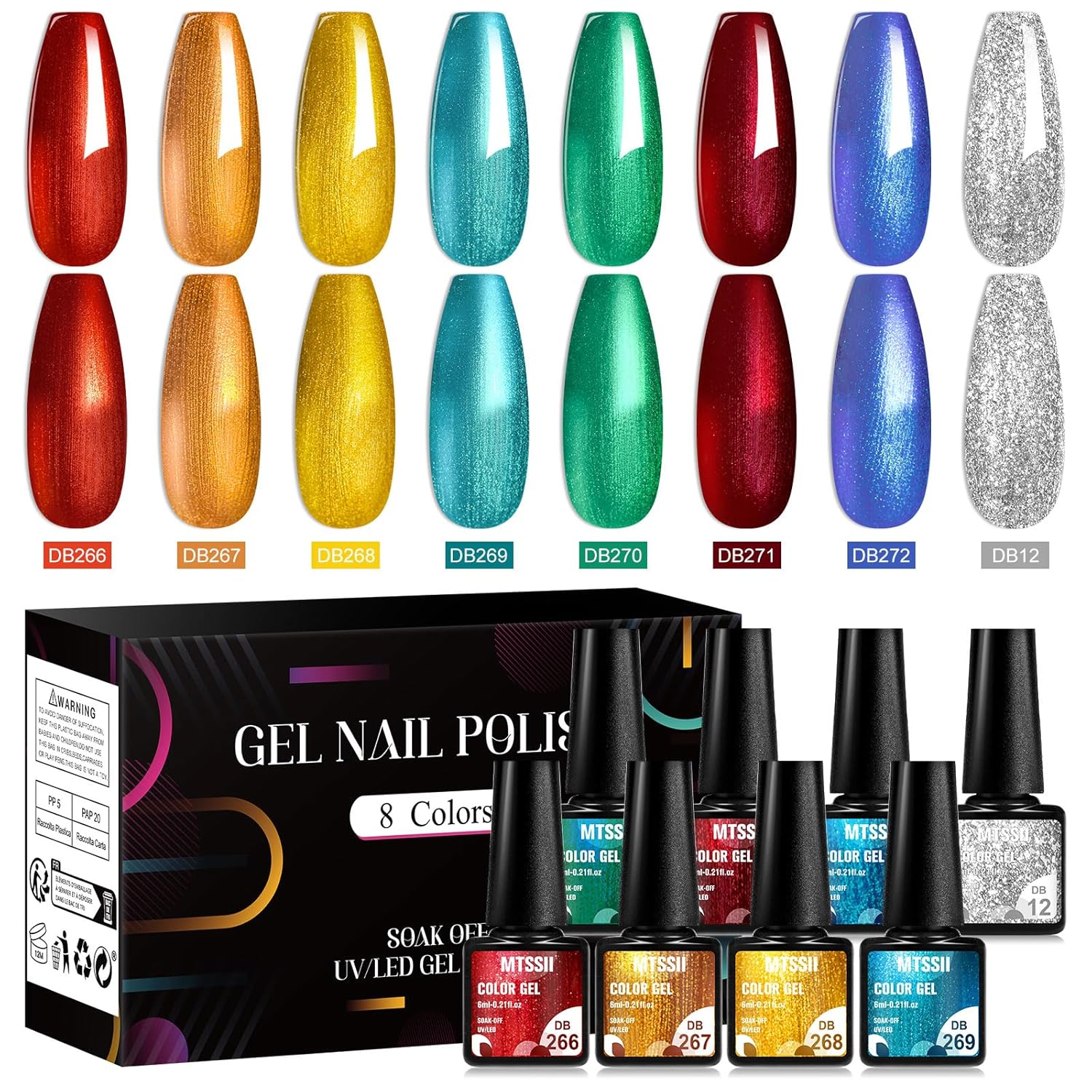 MTSSII 8-Color Metallic Chrome Gel Nail Polish Kit with Glossy UV/LED Finish - Image 8