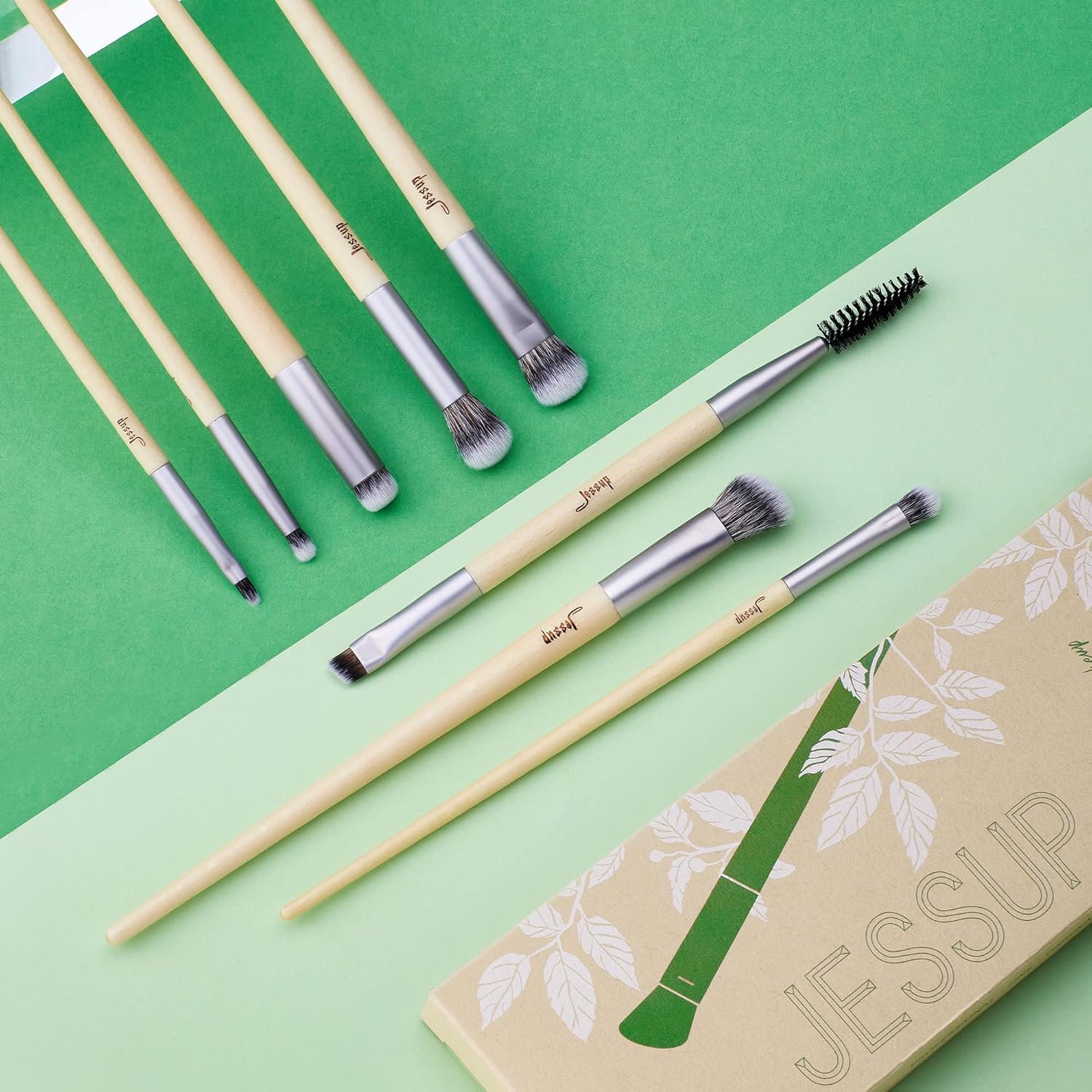 Jessup 8-Piece Cruelty-Free Eyeshadow Brush Set for Blending Concealer Eyebrow Eyeliner - Image 9