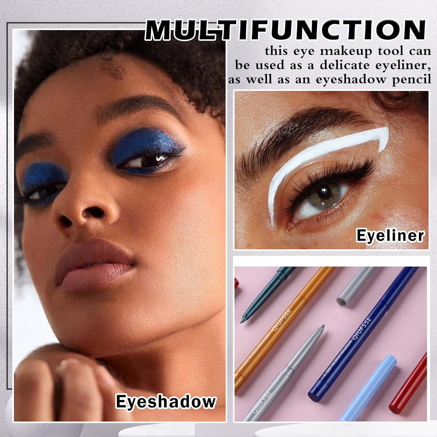 3 Piece Waterproof Retractable Blue Eyeliner Pencil Set for Women Easy Application - Image 6