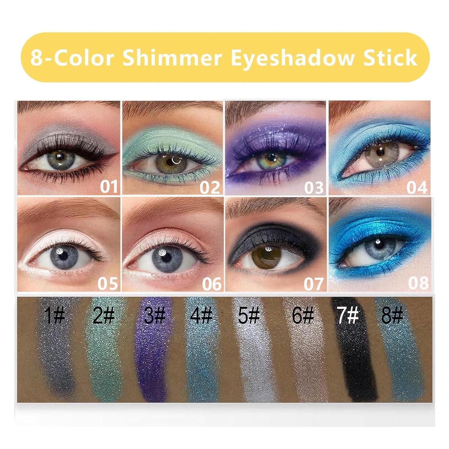Light Blue Waterproof Creamy Eyeshadow Pencil 0.12 oz Highlighter Liner Brightener - Image 5