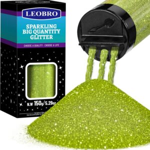 LEOBRO Green Glitter, 150g/5.29oz Extra Fine Glitter for Crafts, Resin, DIY Party Decorations