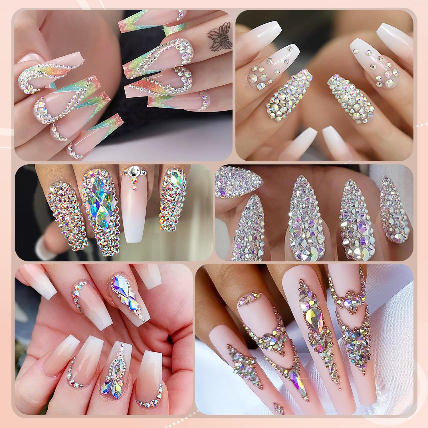 15ml Nail Art Rhinestone Glue Gel Kit with 2 Boxes of Assorted Gems - Image 7