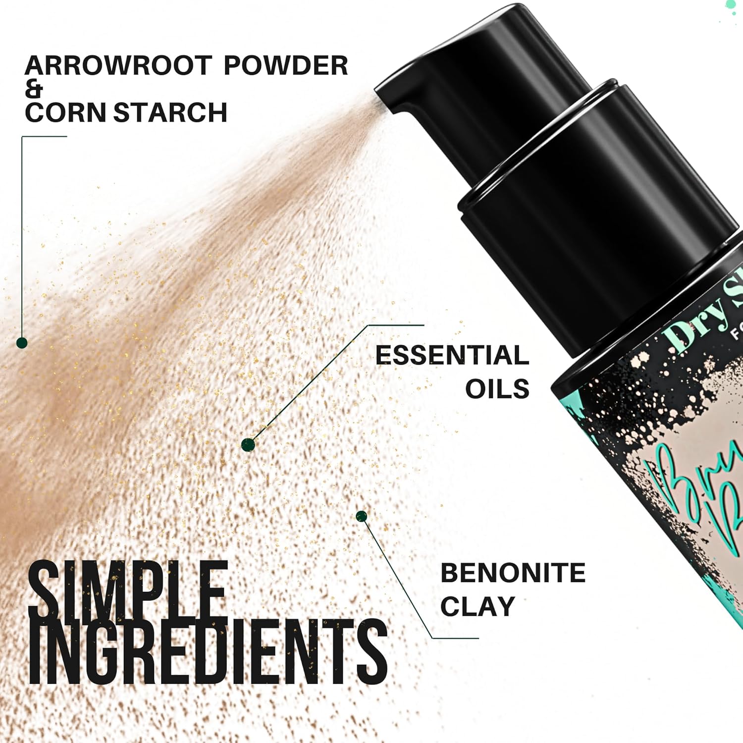 Baddie Brunette Dry Shampoo Powder Spray for Dark Hair 3.4 oz Non-Aerosol Travel Size - Image 3