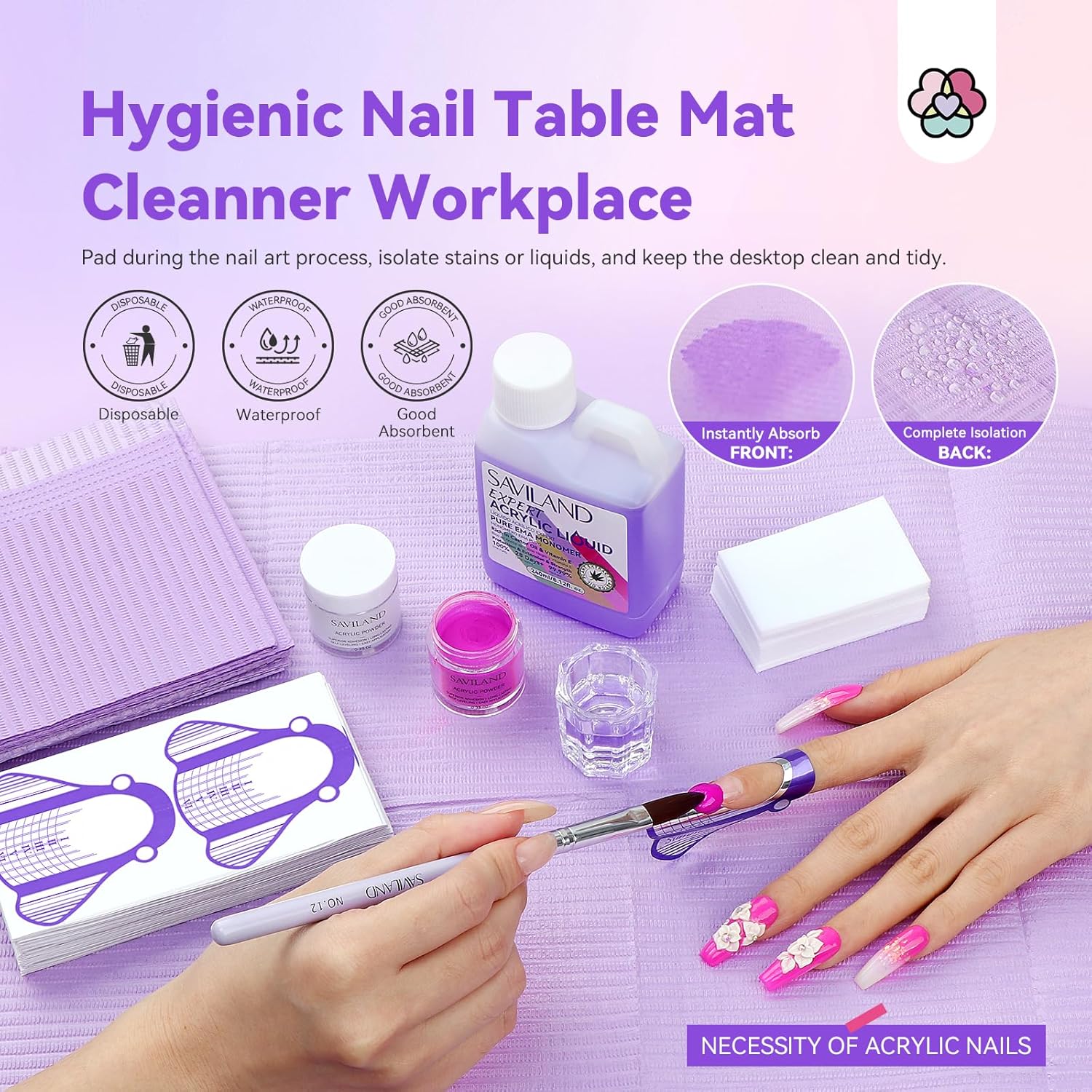 Saviland 8oz Odorless EMA Acrylic Liquid Monomer Kit with Brush and Dappen Dish - Image 6