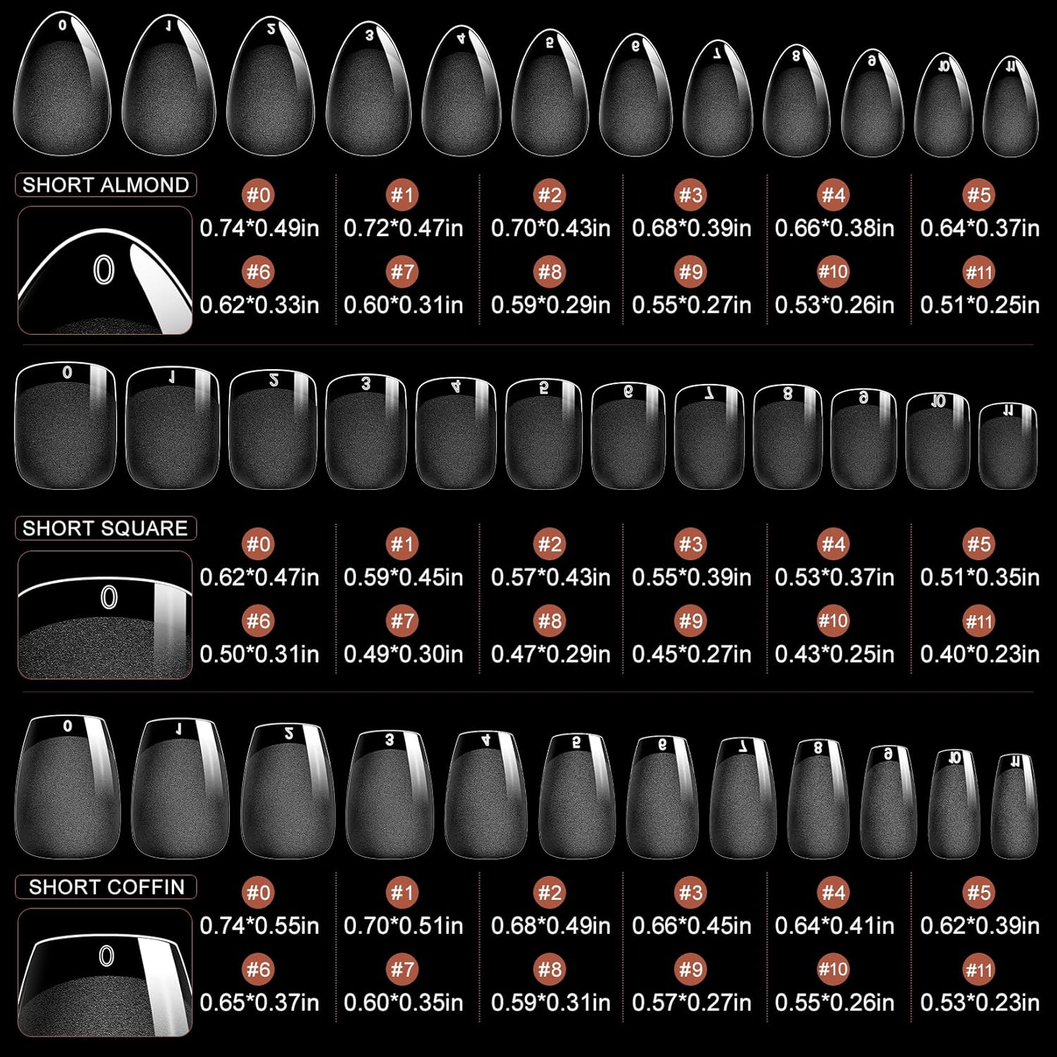 Krofaue 720 Piece Matte Finish Short Half Coffin Almond Square False Nails Set - Image 2