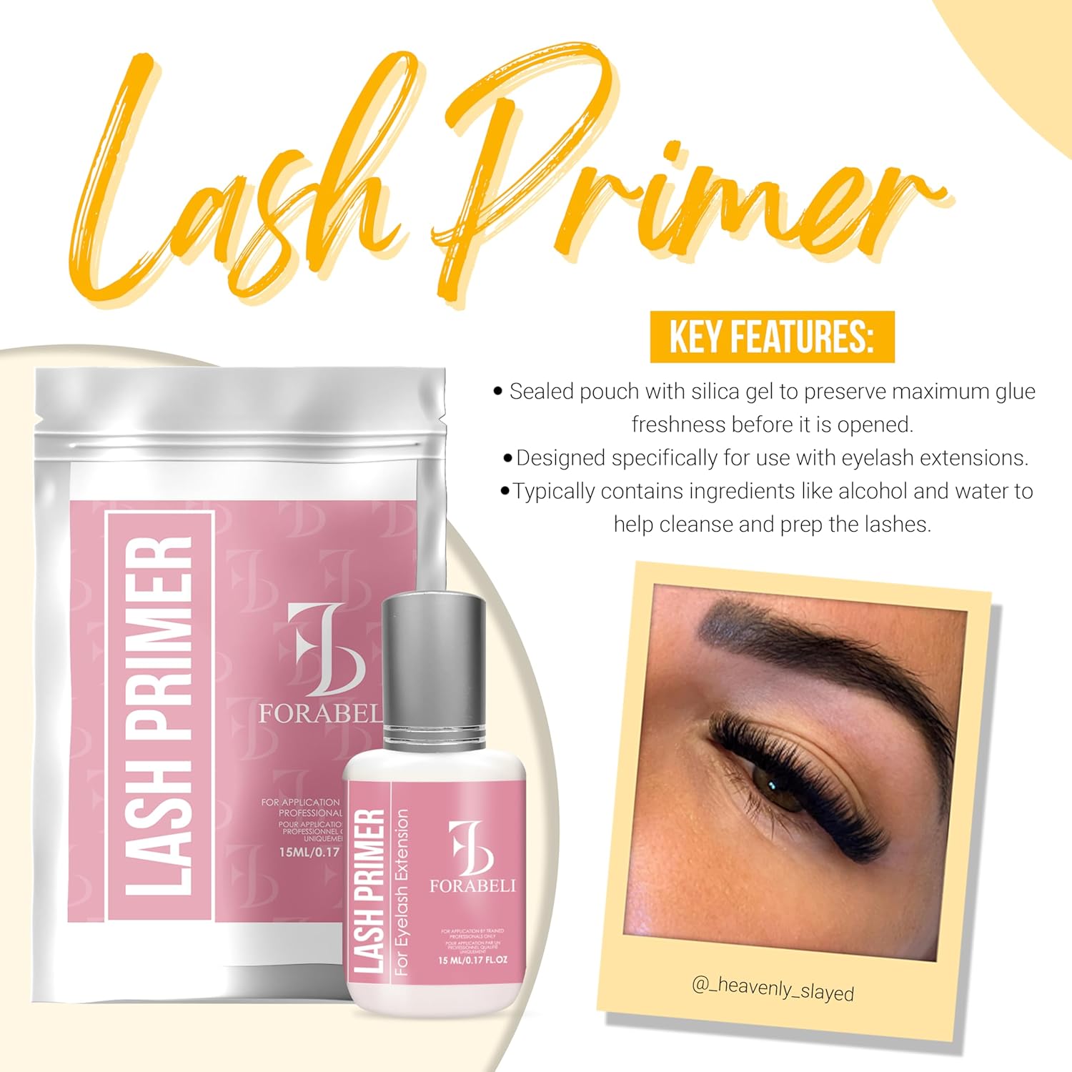 Forabeli Lash Primer 0.17 Fl Oz for Enhanced Eyelash Extension Glue Retention - Image 6