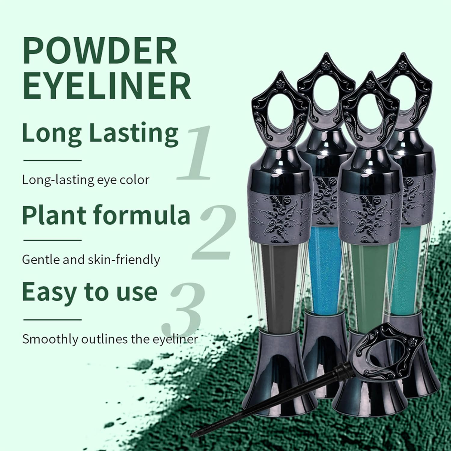 Long-Wearing #01 Black Powder Eyeliner for Women, Smudge-Proof, Easy Application - Image 4