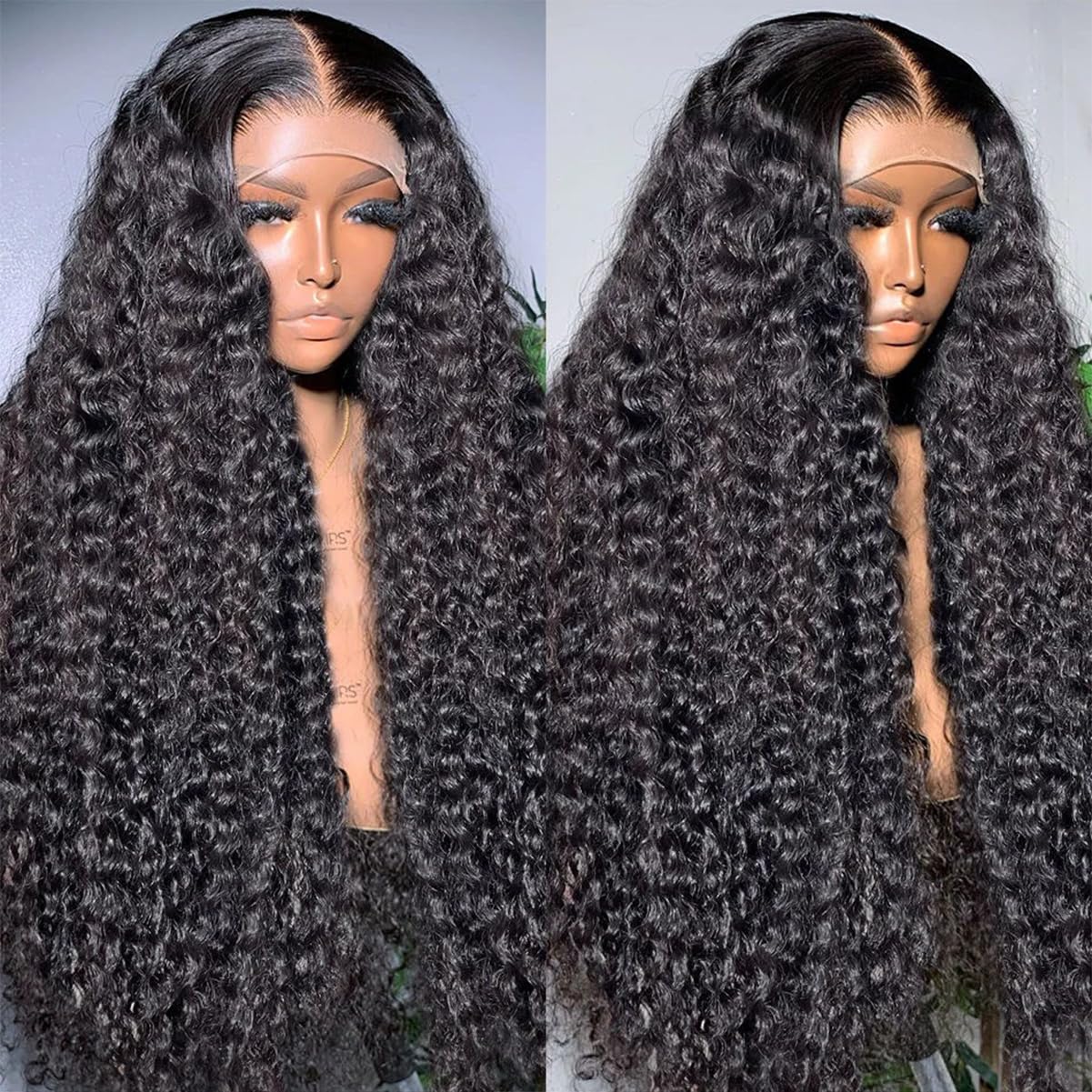 13x6 Deep Curly 32 Inch 180 Density Human Hair Lace Front Wig, Pre Plucked - Image 2