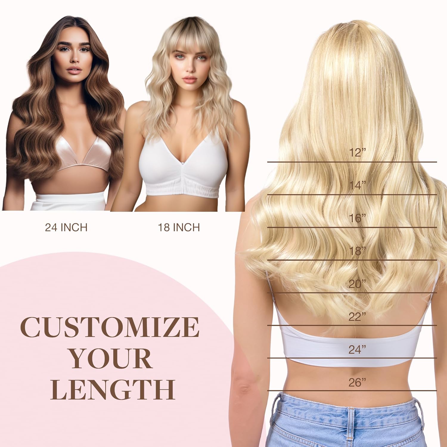 GOO GOO 12 Inch Invisible Wire Hair Extensions, 70g Human Hair in Light Blonde with Golden Highlights - Image 7