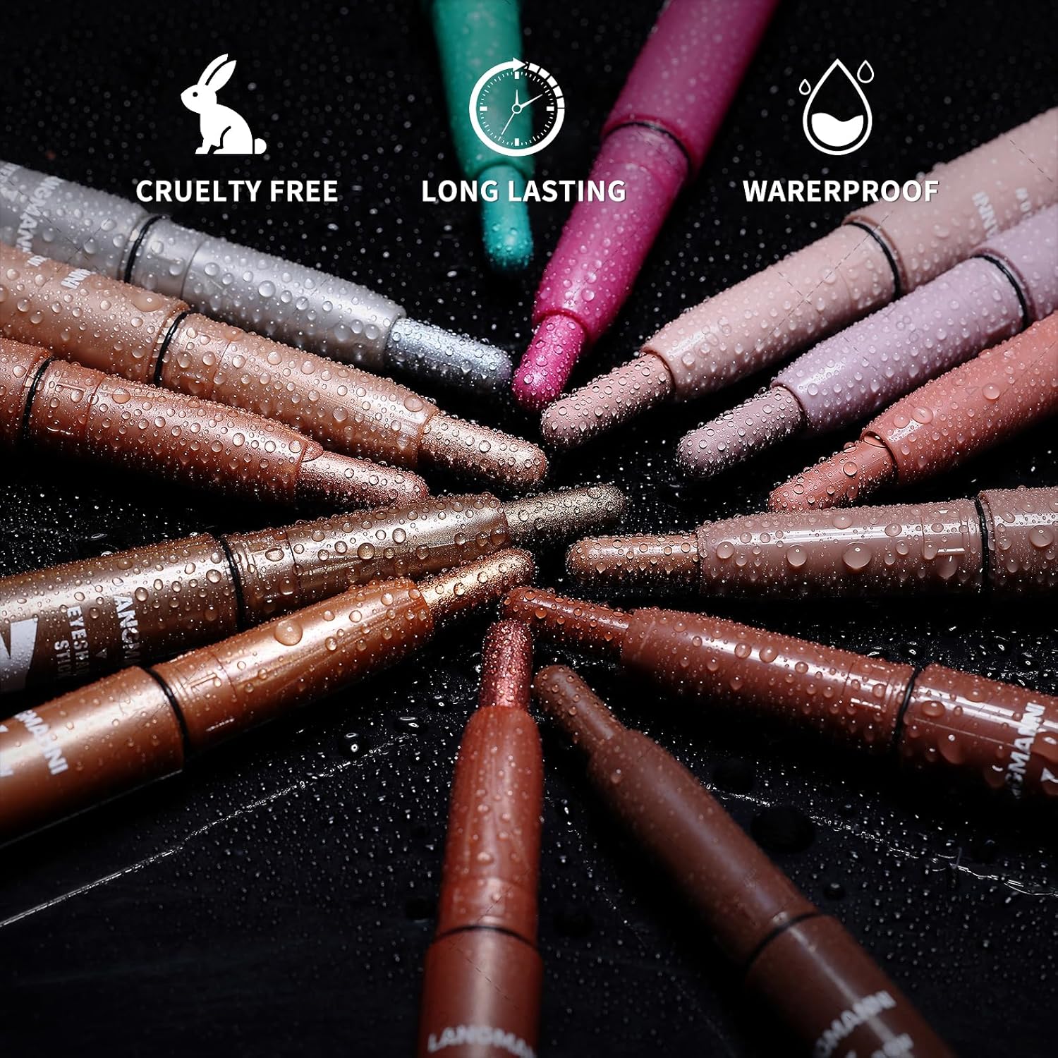 LANGMANNI 6 Piece Waterproof Creamy Eyeshadow Stick Set Long-Lasting Colors for Women - Image 3