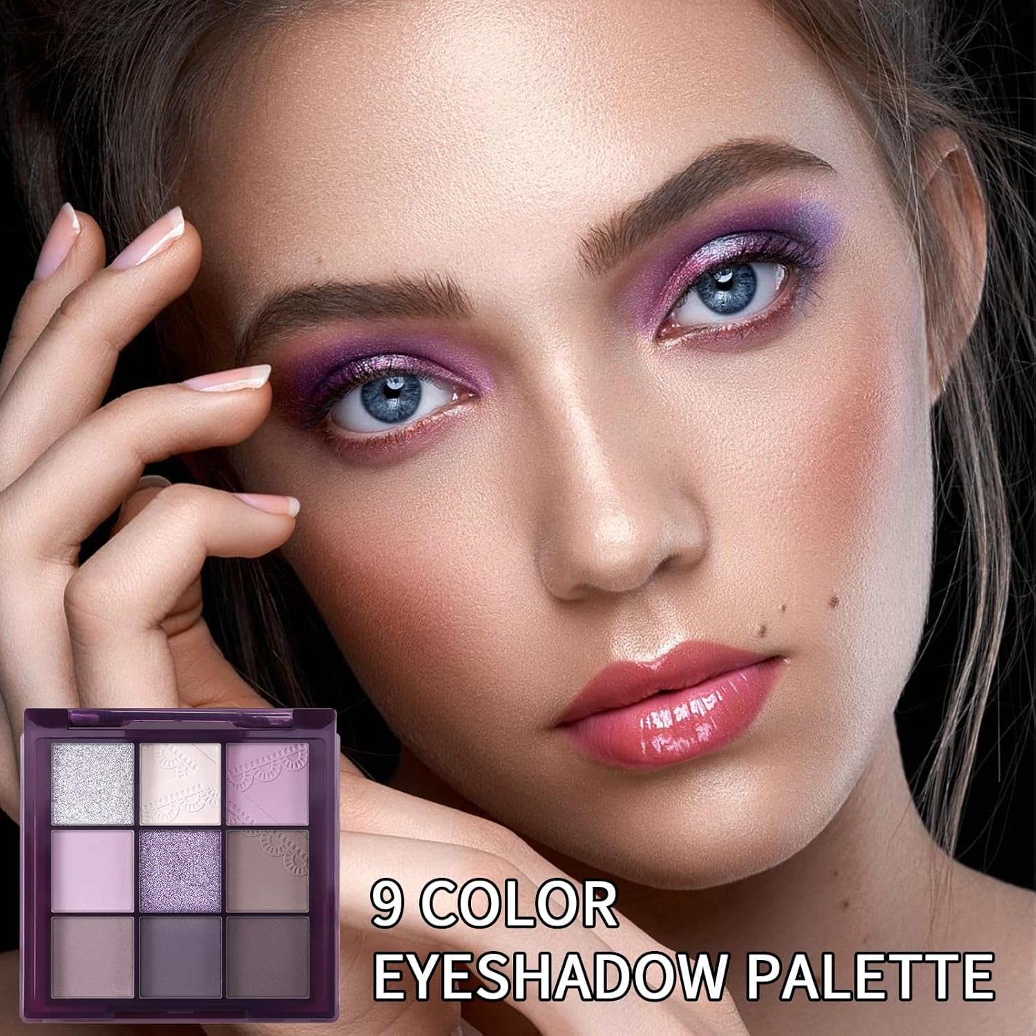 Erinde 9-Color Eyeshadow Palette with Matte, Shimmer, and Glitter - Waterproof Makeup - Image 3