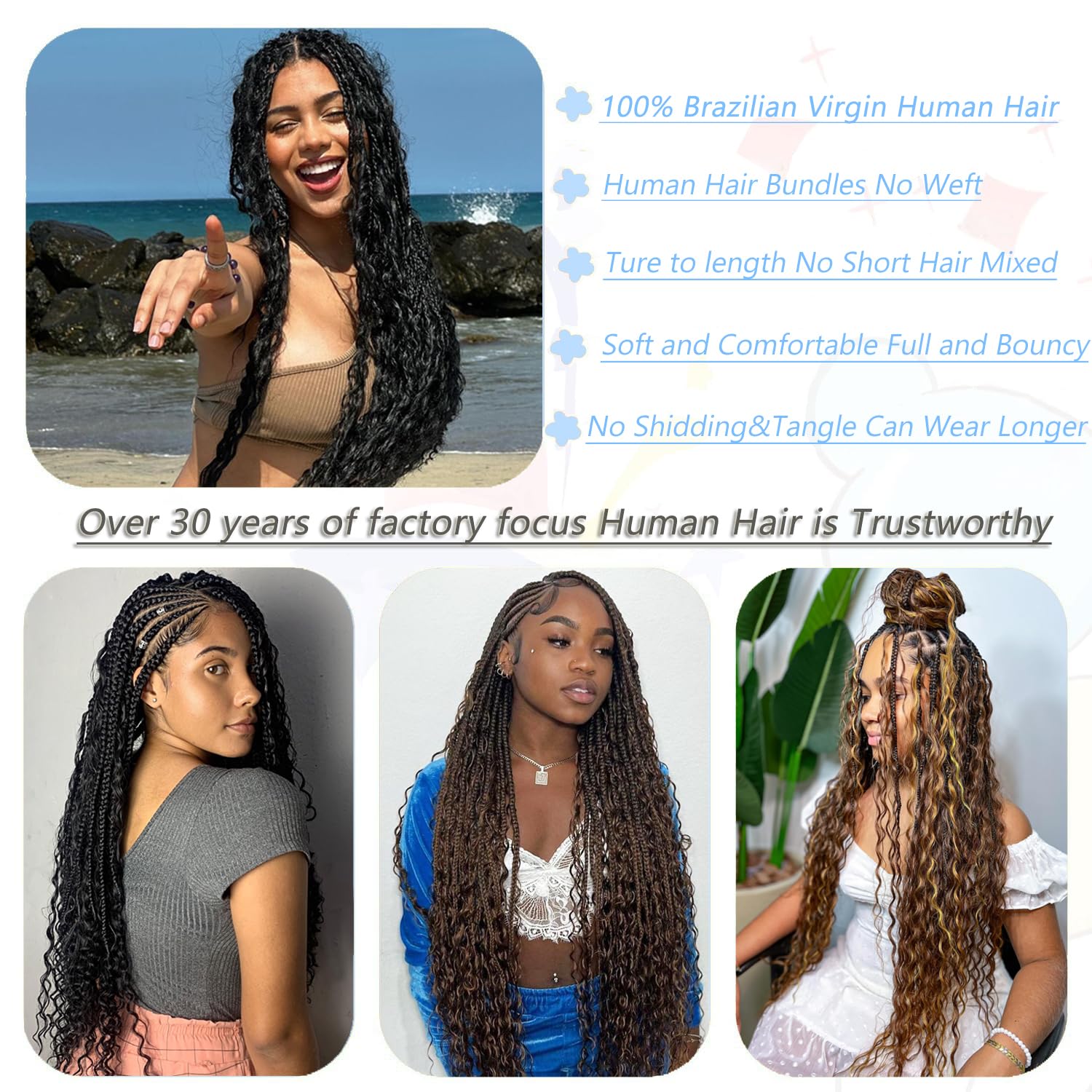 1 Bundle 18 Inch Ombre Deep Wave Human Braiding Hair 50g 27/30 - Image 5