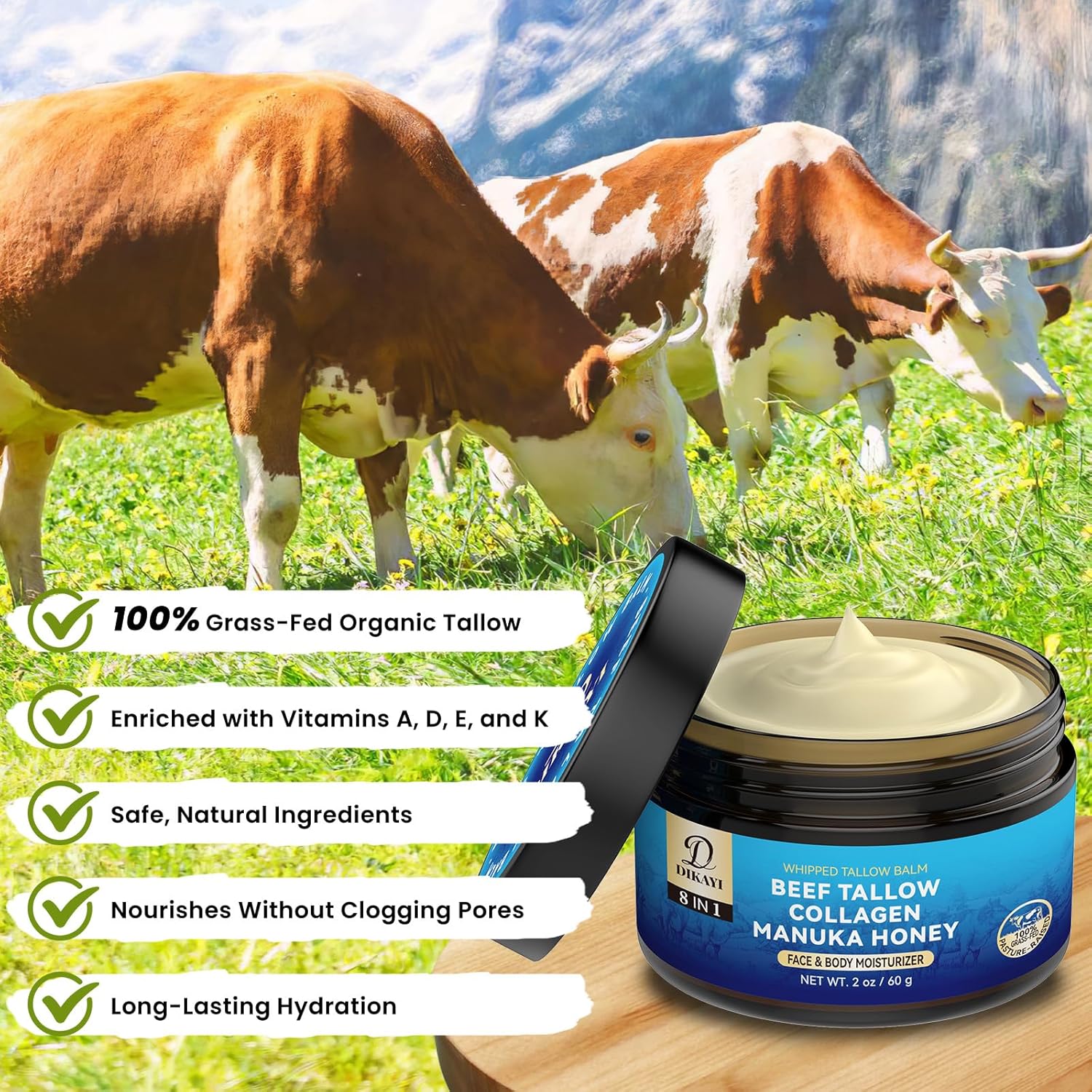 Organic Whipped Beef Tallow Balm with Manuka Honey 4 oz for All Skin Types - Image 6