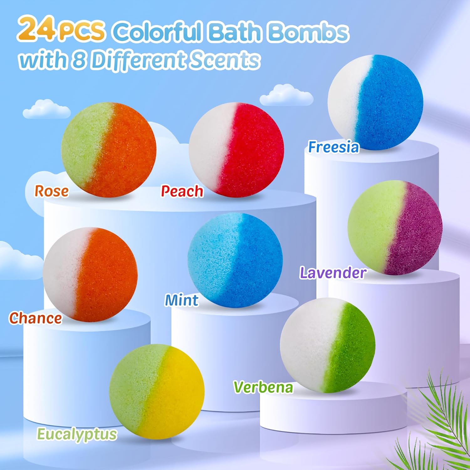 24 Piece Kids Bath Bomb Set with Glow in The Dark Surprise Toy - Image 3
