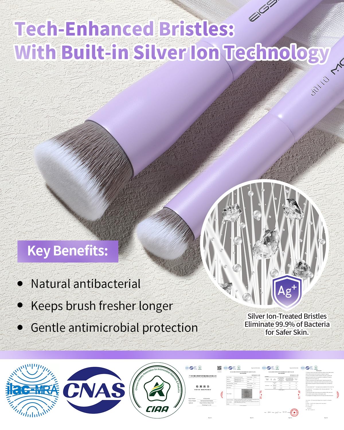 EIGSHOW Dual Ended Foundation and Concealer Brush with Silver Ion Bristles for Flawless Coverage - Image 2