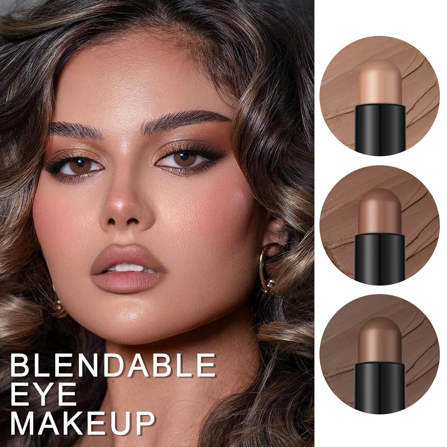 FOCALLURE 3-Piece Cream Eyeshadow Stick Set Waterproof Shimmer Highlighter Makeup Kit - Image 3