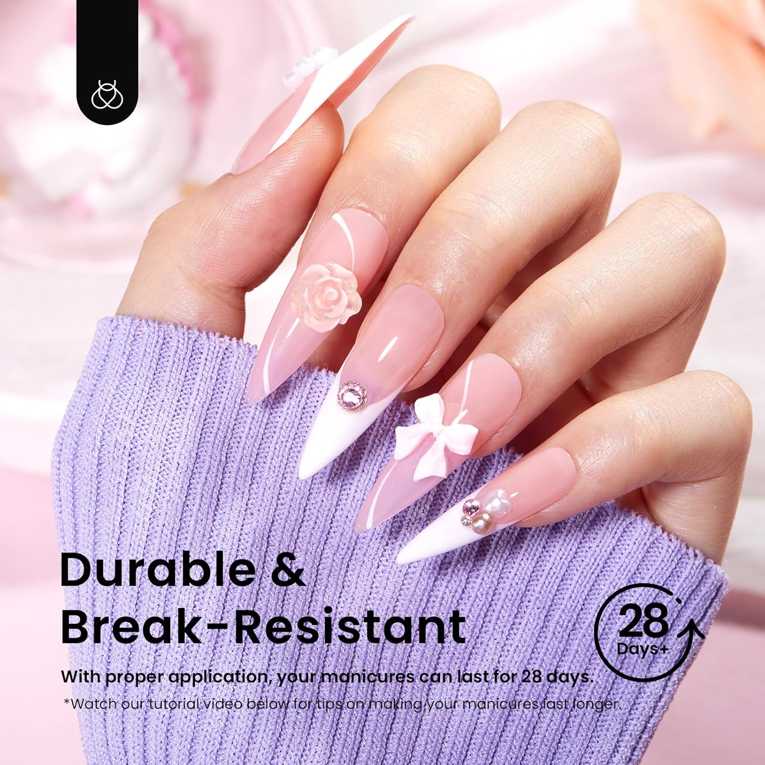 Beetles Stiletto Medium 288 Piece Pre-Shaped Soft Gel Acrylic Nail Tips - Image 7