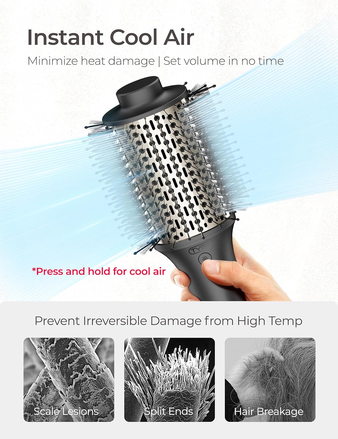 TYMO 200M Negative Ion High-Speed Blow Dryer Brush for Fast Styling - Image 5