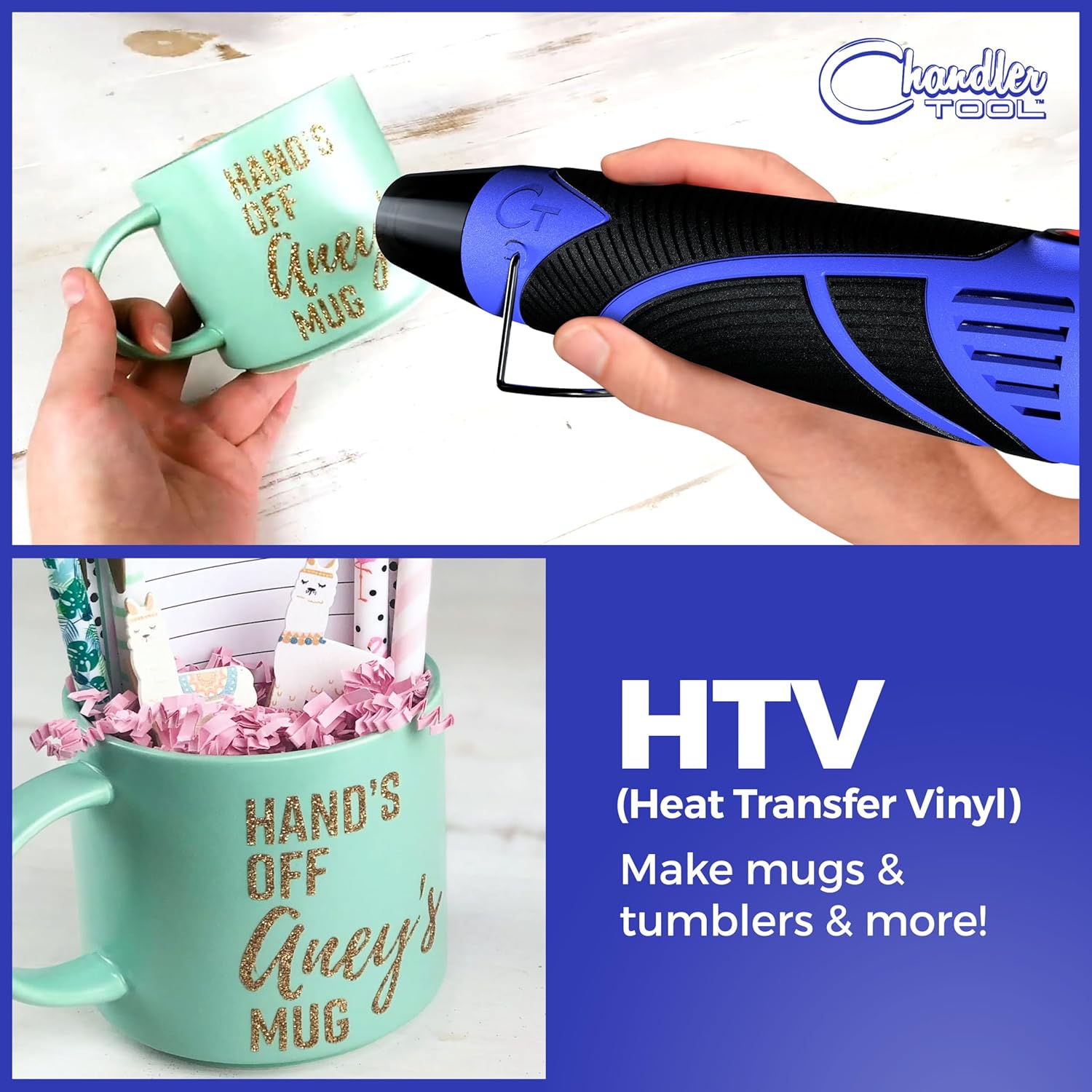 Blue/Black Mini Dual Temperature Heat Gun for Crafts, Epoxy, Shrink Wrap, and DIY - Image 7