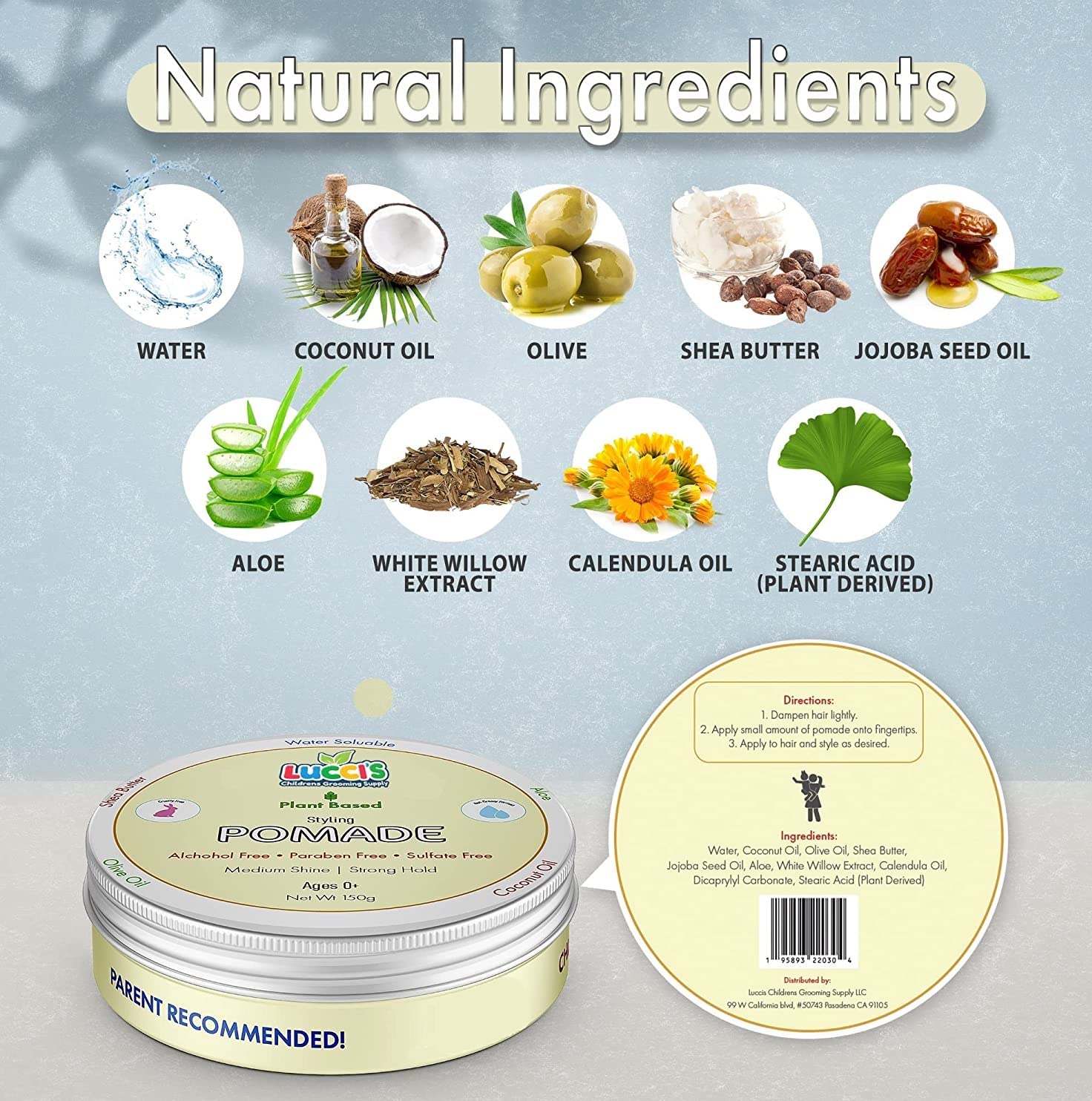 Infant Plant-Based Styling Pomade 5oz, Gentle Hair Gel, Medium Shine, Strong Hold - Image 3