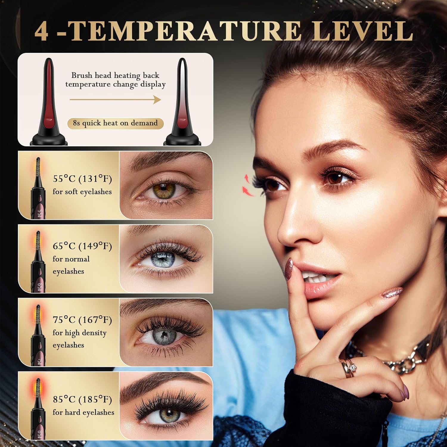 4-Mode Rechargeable Heated Eyelash Curler with Rapid 10s Fast Heat Up - Image 4