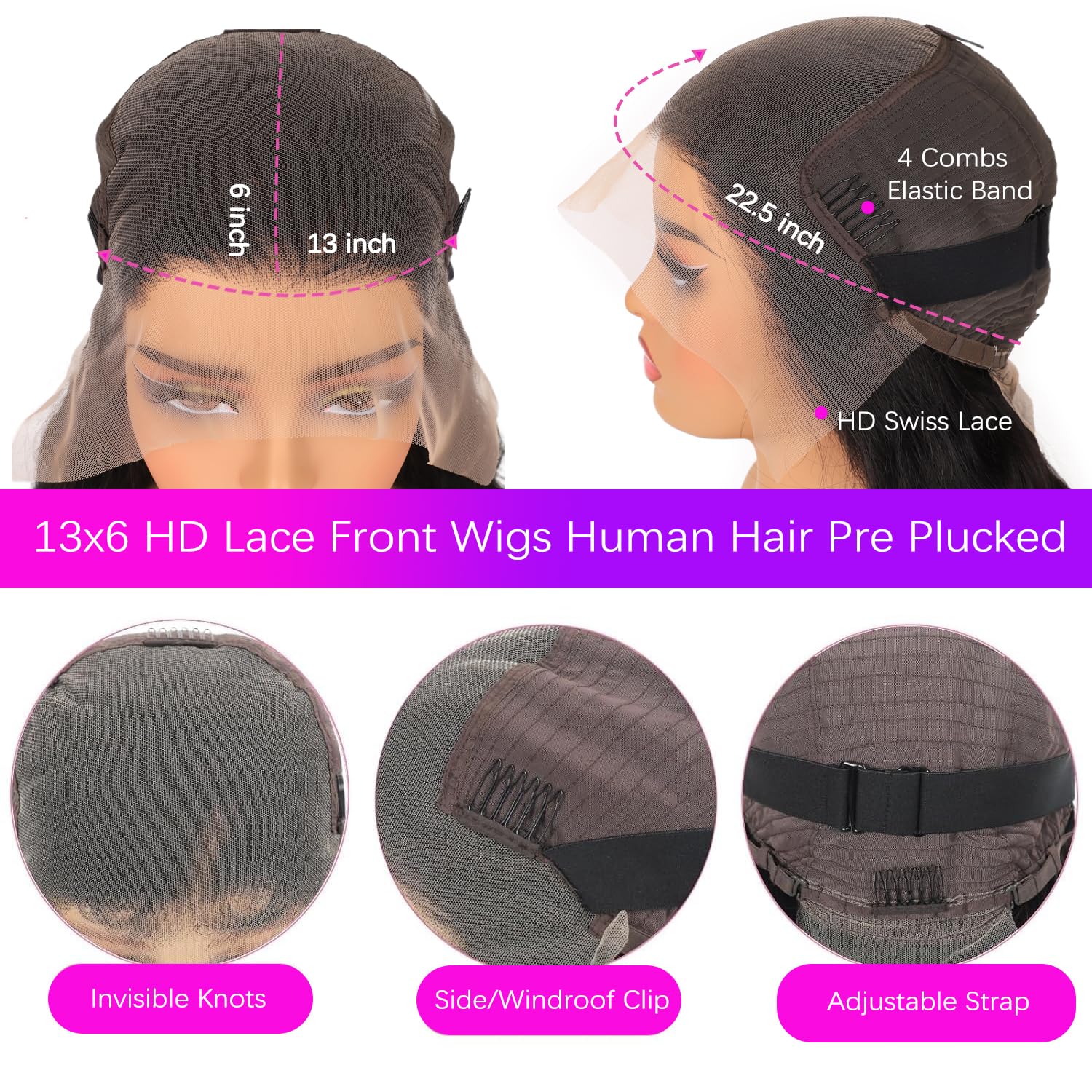 32 Inch 13x6 Body Wave Pre Plucked Natural Black Human Hair Lace Front Wig 200 Density - Image 6