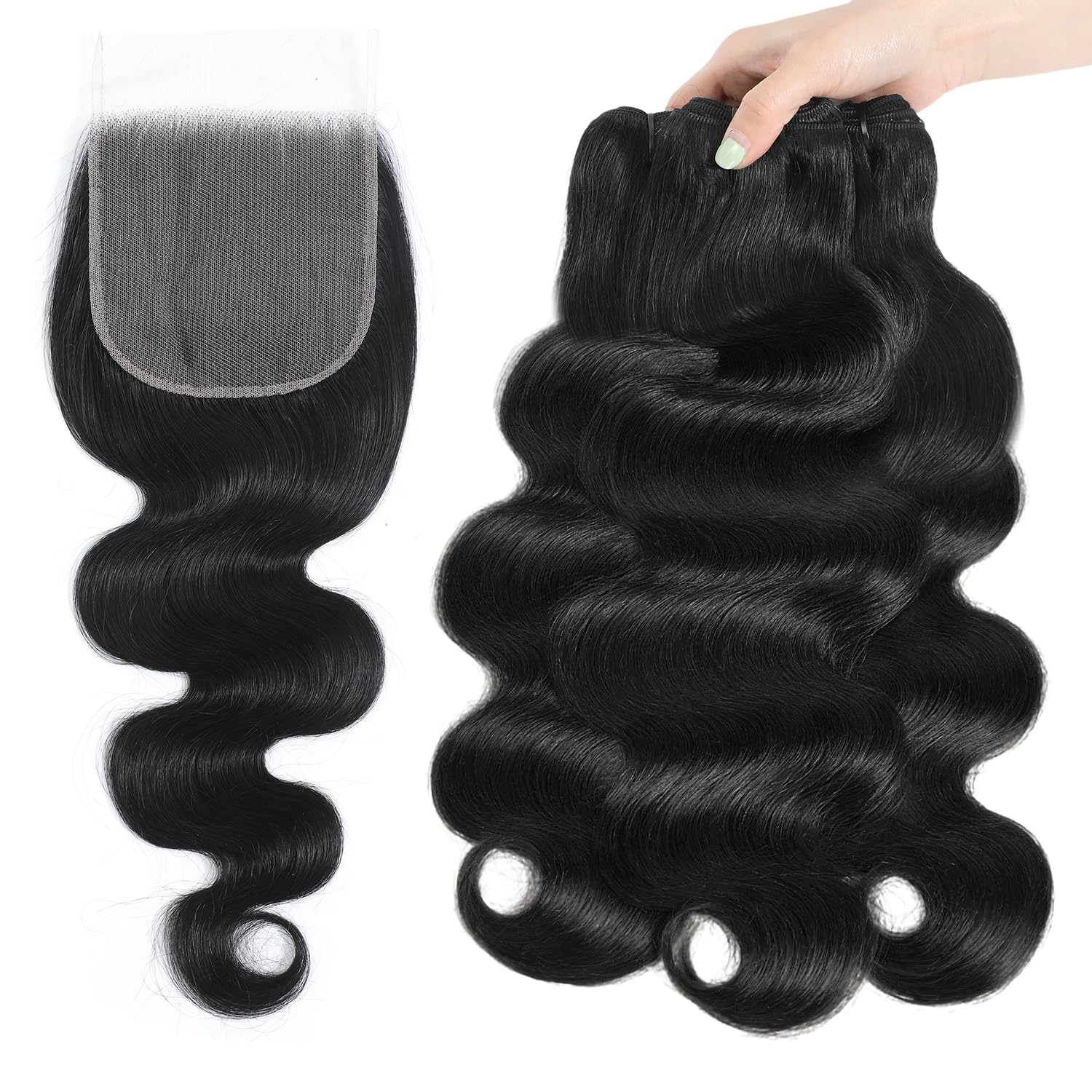 12A 3 Bundles Body Wave Human Hair with 5x5 HD Lace Closure 20 22 24 + 18 Inch - Image 4