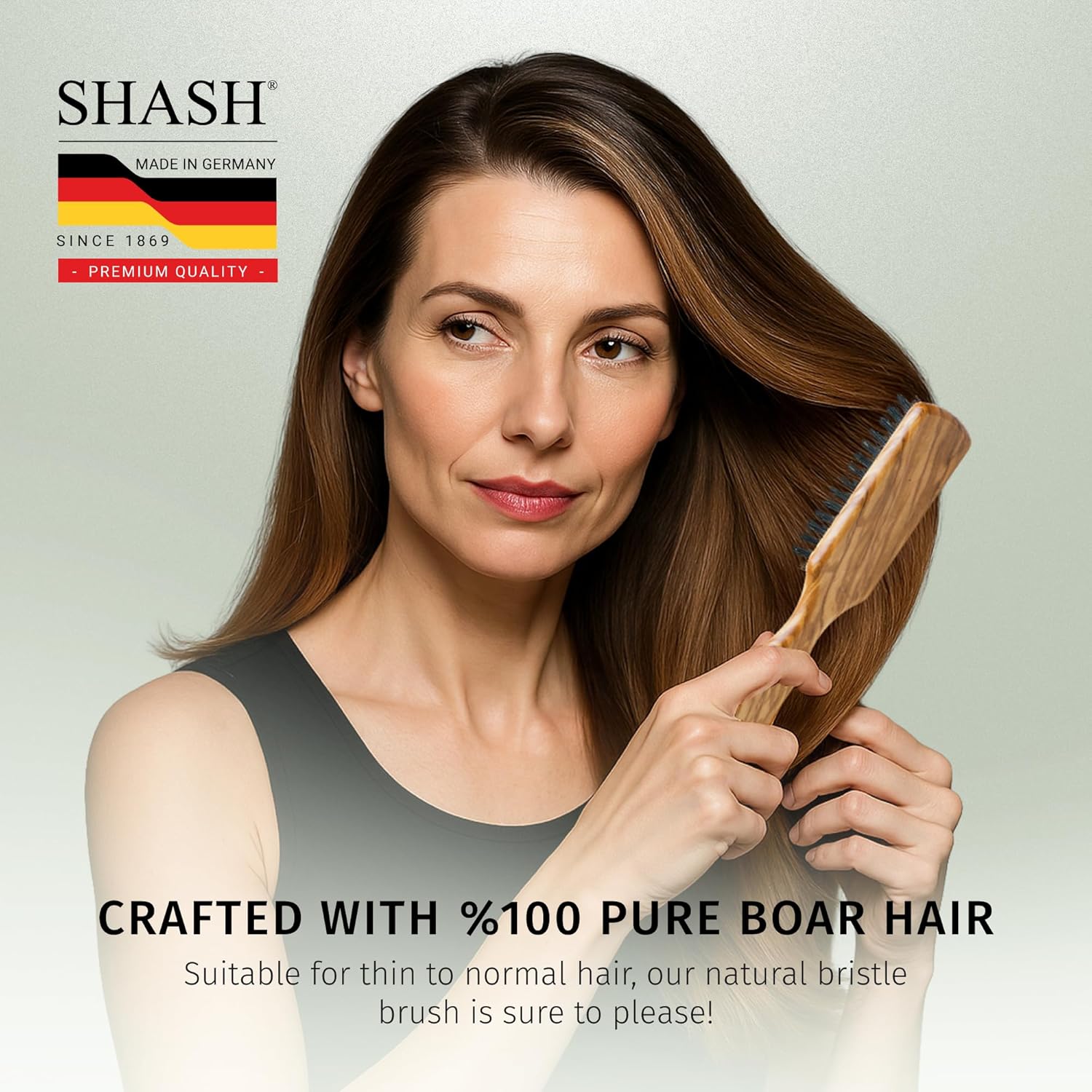 SHASH + KELLER 100% Boar Bristle Hair Brush for Thin to Normal Hair Conditions and Improves Texture - Image 4