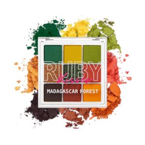 Ruby Kisses Eyeshadow Palette Highly Pigmented Eye Makeup 9 Shades Matte Shimmer Metallic Eyeshadow Palette (Madagascar Forest)