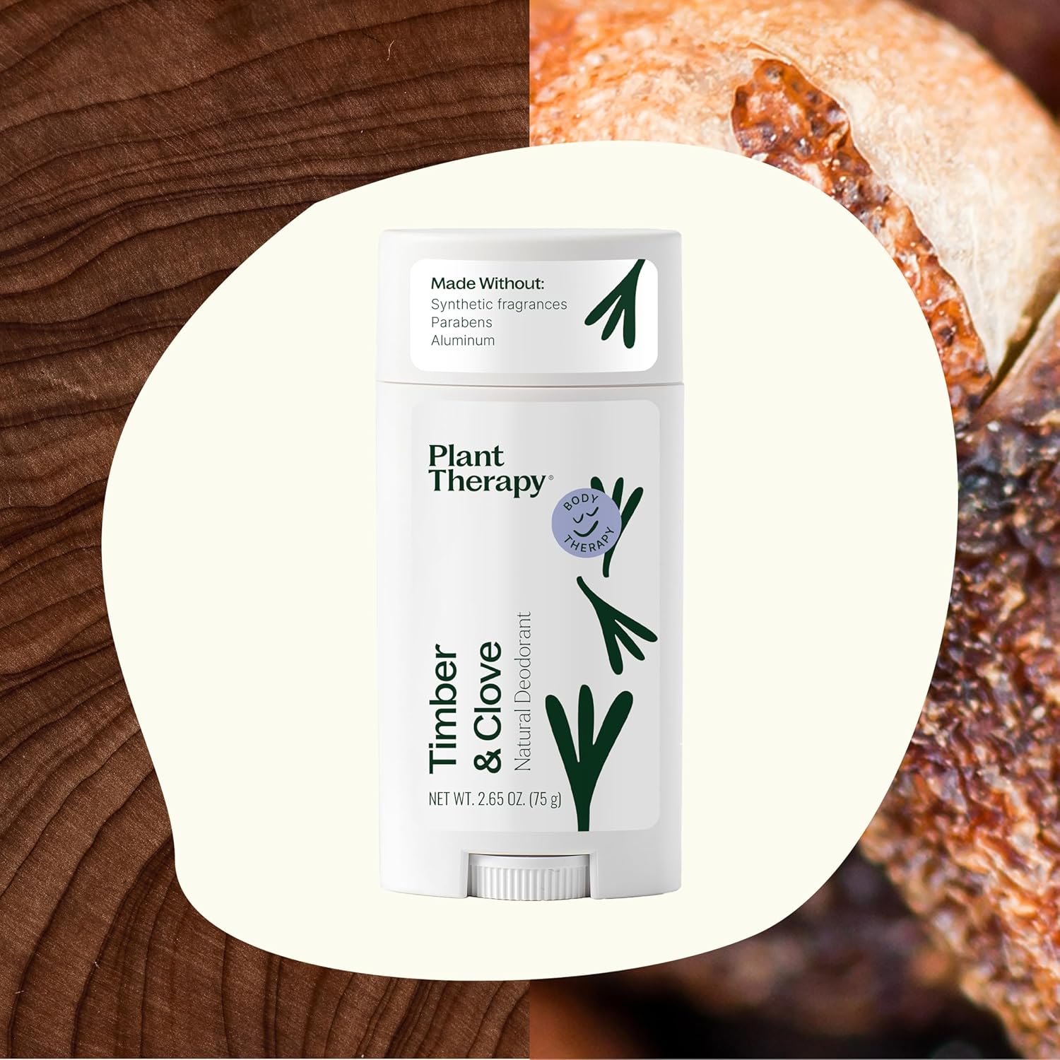Plant Therapy Timber & Clove Natural Deodorant 2.65 oz Aluminum Free - Image 3